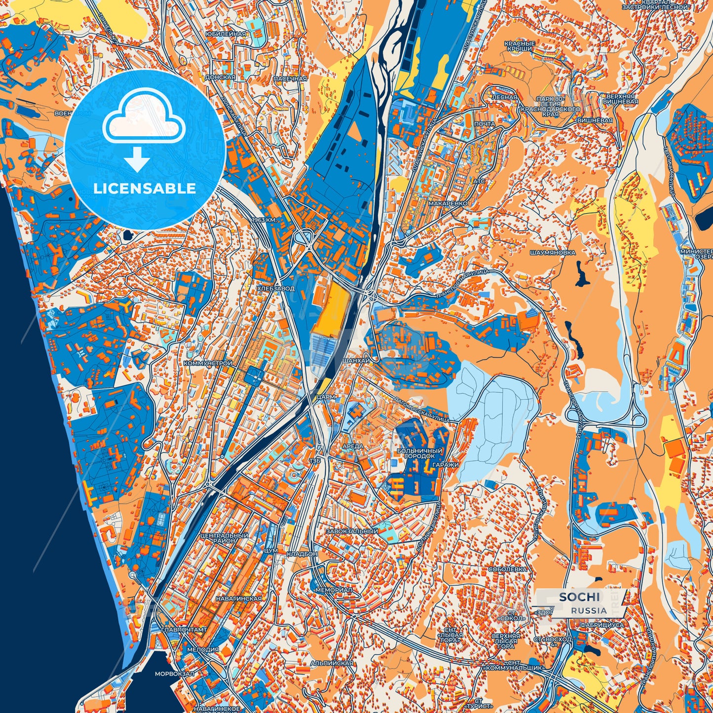 Canvas Print Template of Sochi Street Map
