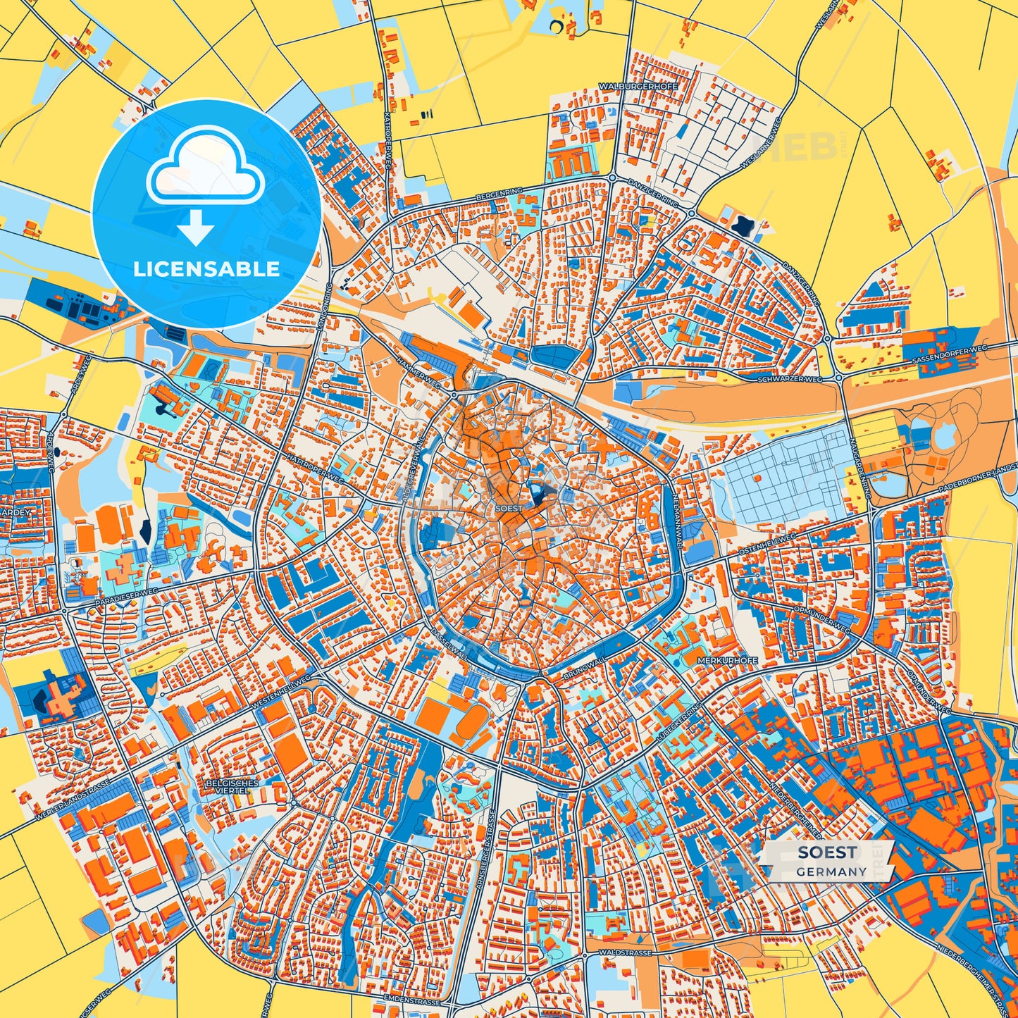 Canvas Print Template of Soest Street Map