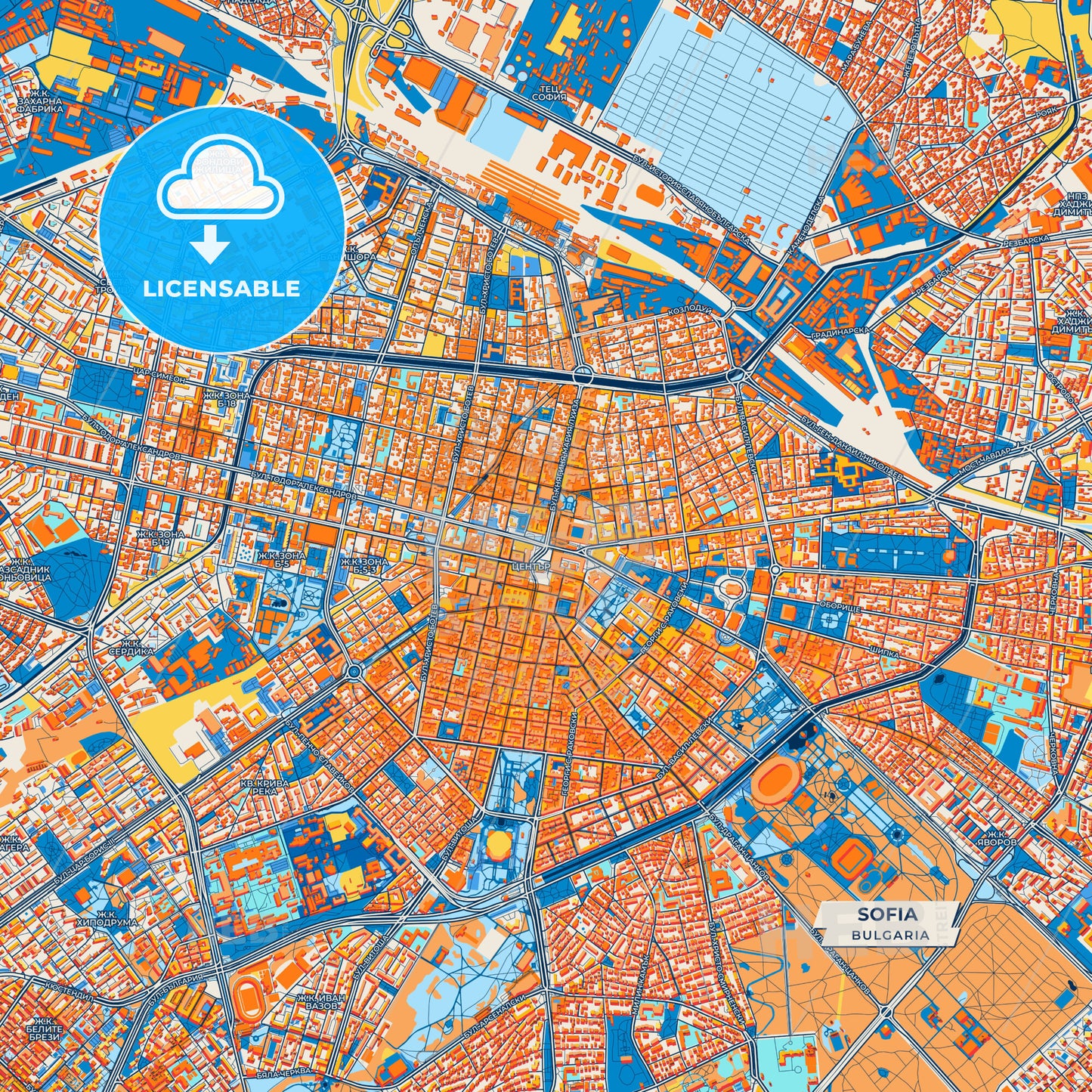 Canvas Print Template of Sofia Street Map