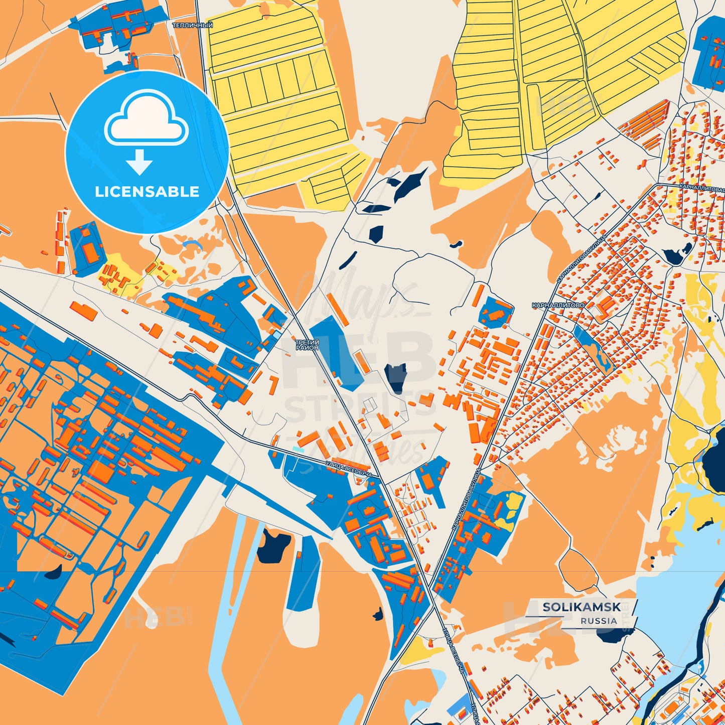 Canvas Print Template of Solikamsk Street Map