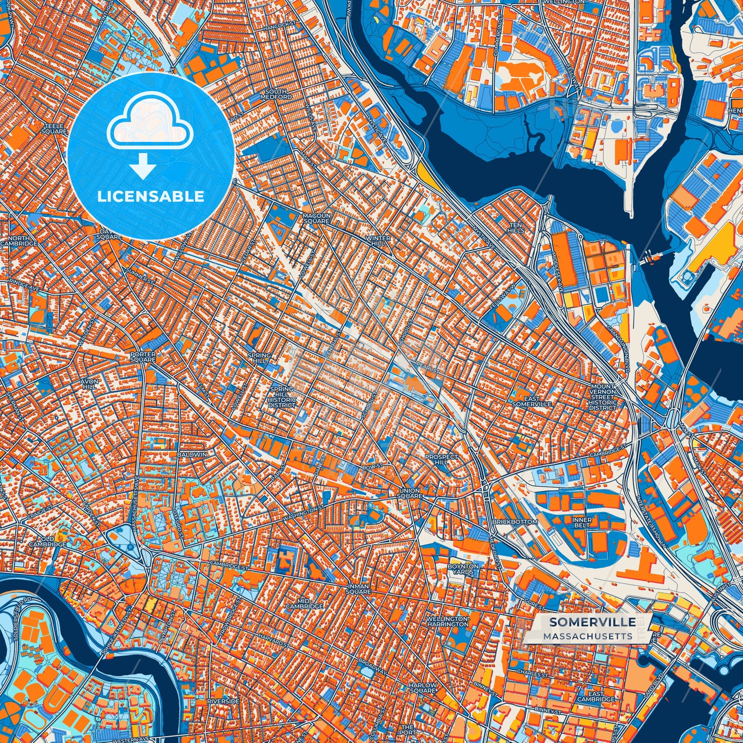 Canvas Print Template of Somerville Street Map