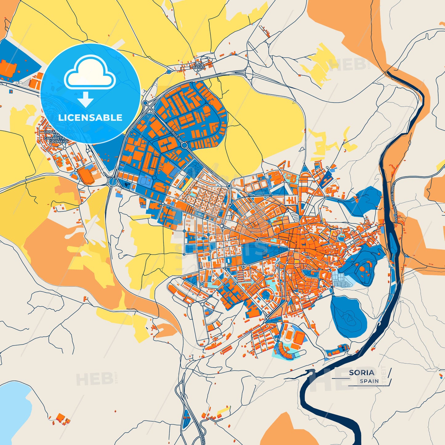Canvas Print Template of Soria Street Map