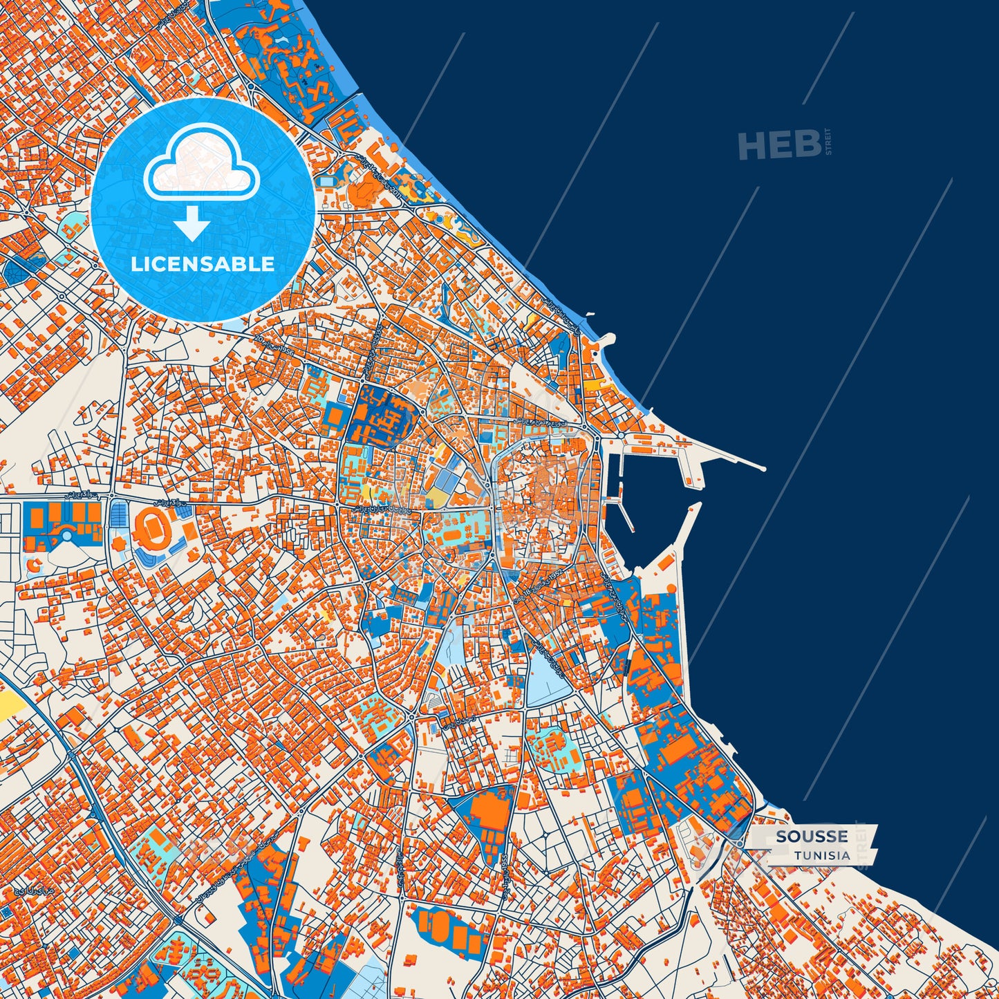 Canvas Print Template of Sousse Street Map