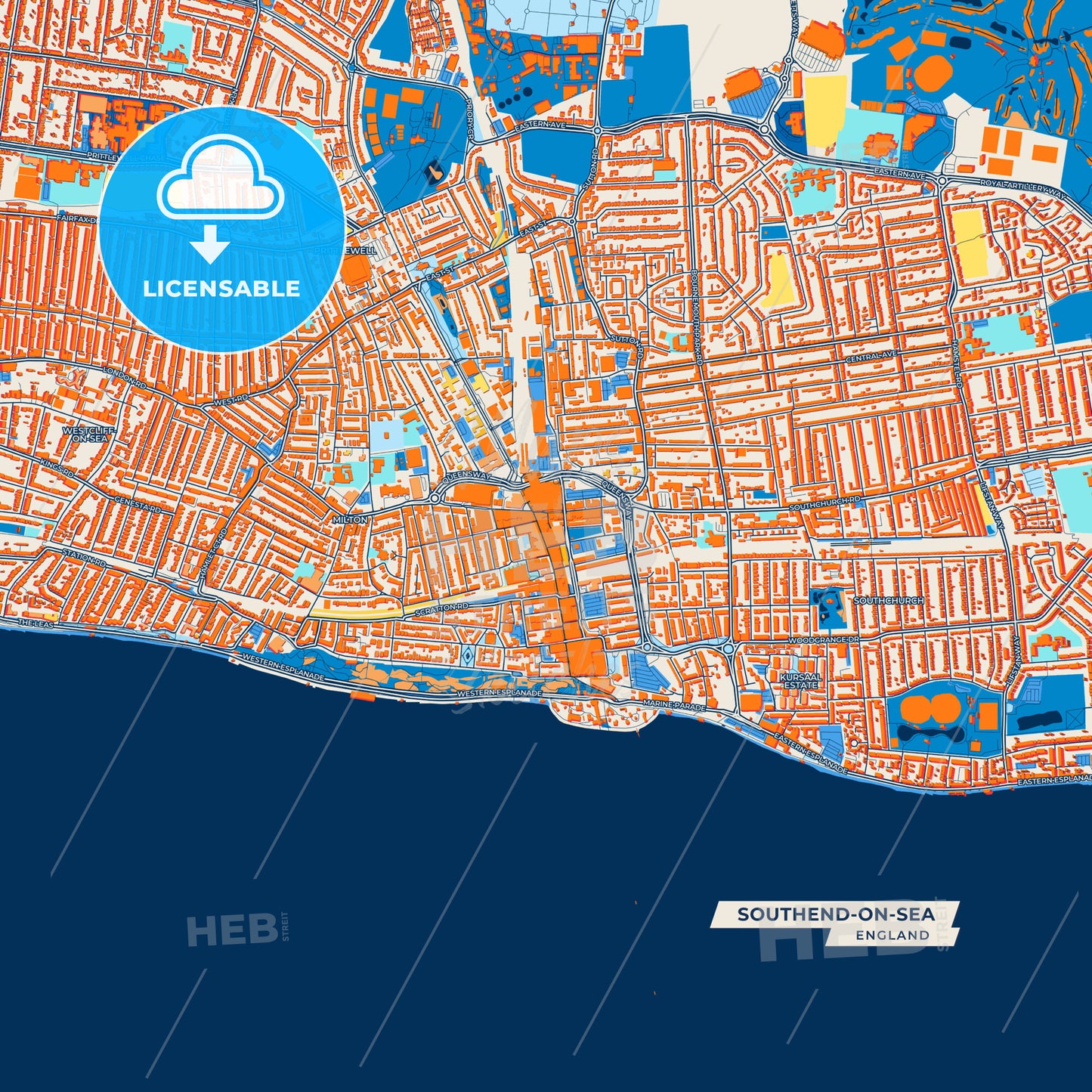 Canvas Print Template of Southend-on-Sea Street Map