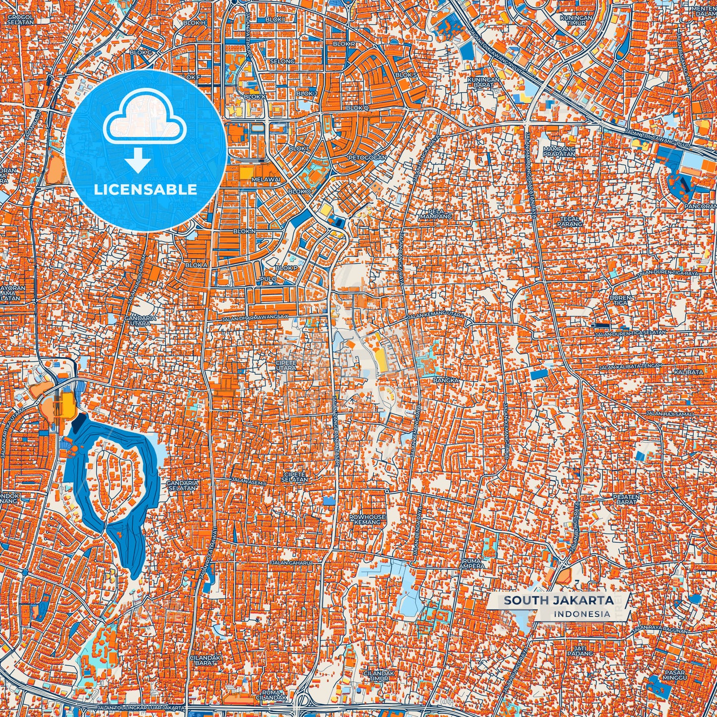 Canvas Print Template of South Jakarta Street Map