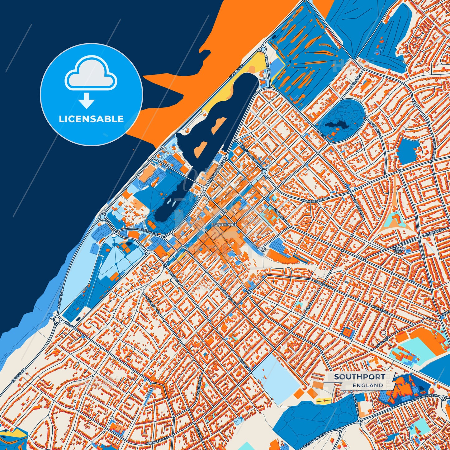 Canvas Print Template of Southport Street Map
