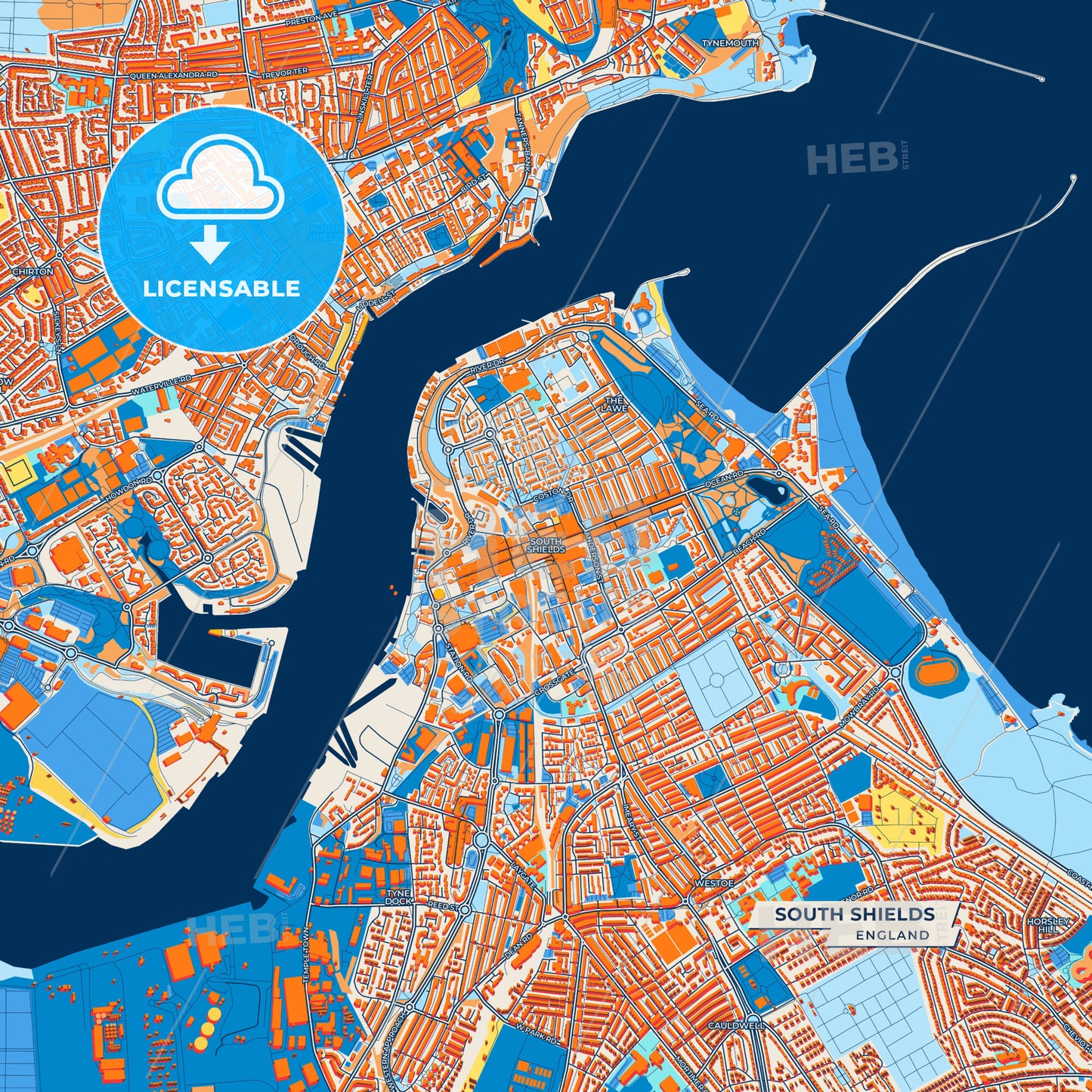 Canvas Print Template of South Shields Street Map