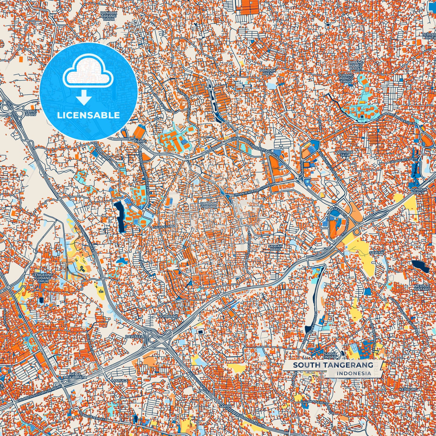 Canvas Print Template of South Tangerang Street Map