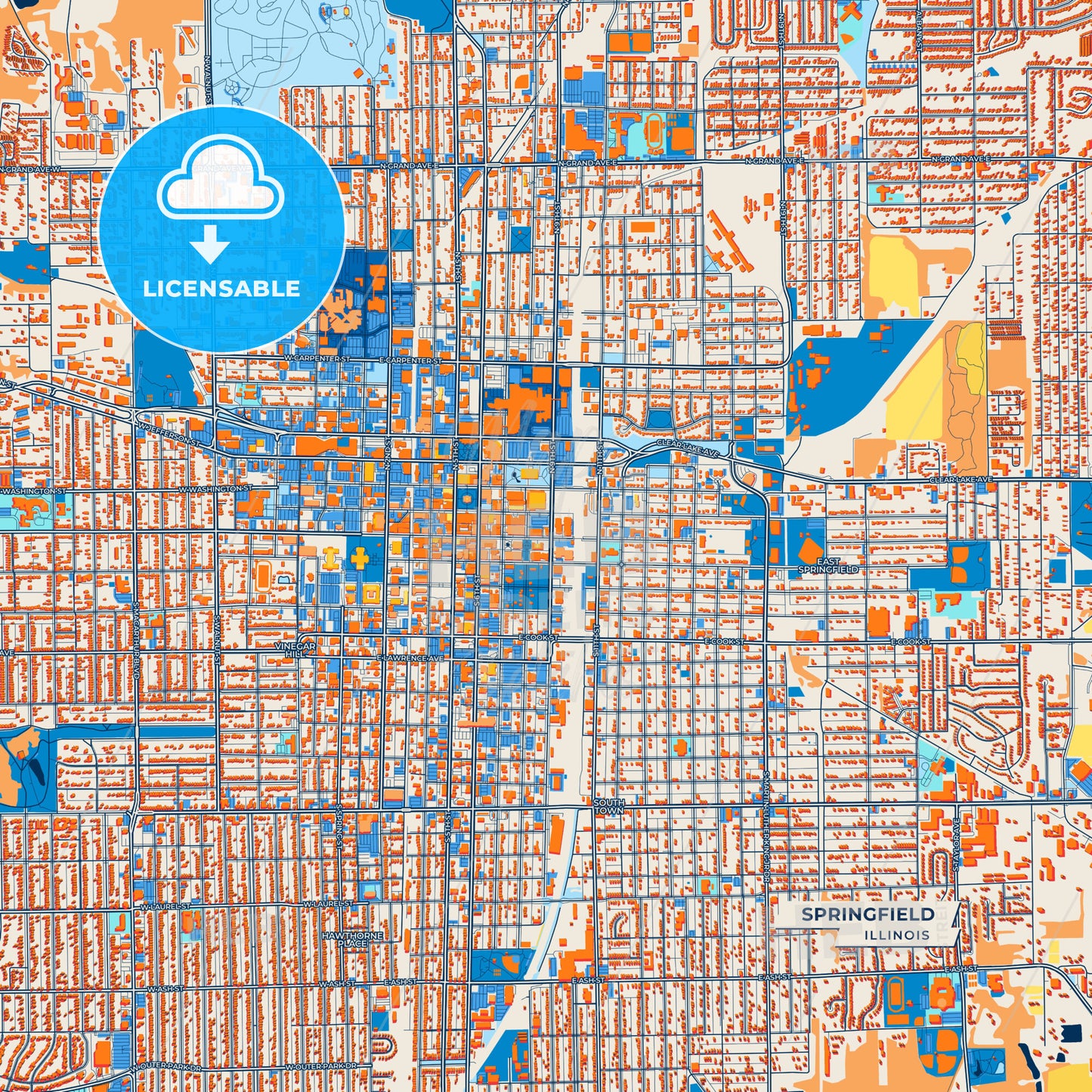 Canvas Print Template of Springfield Street Map