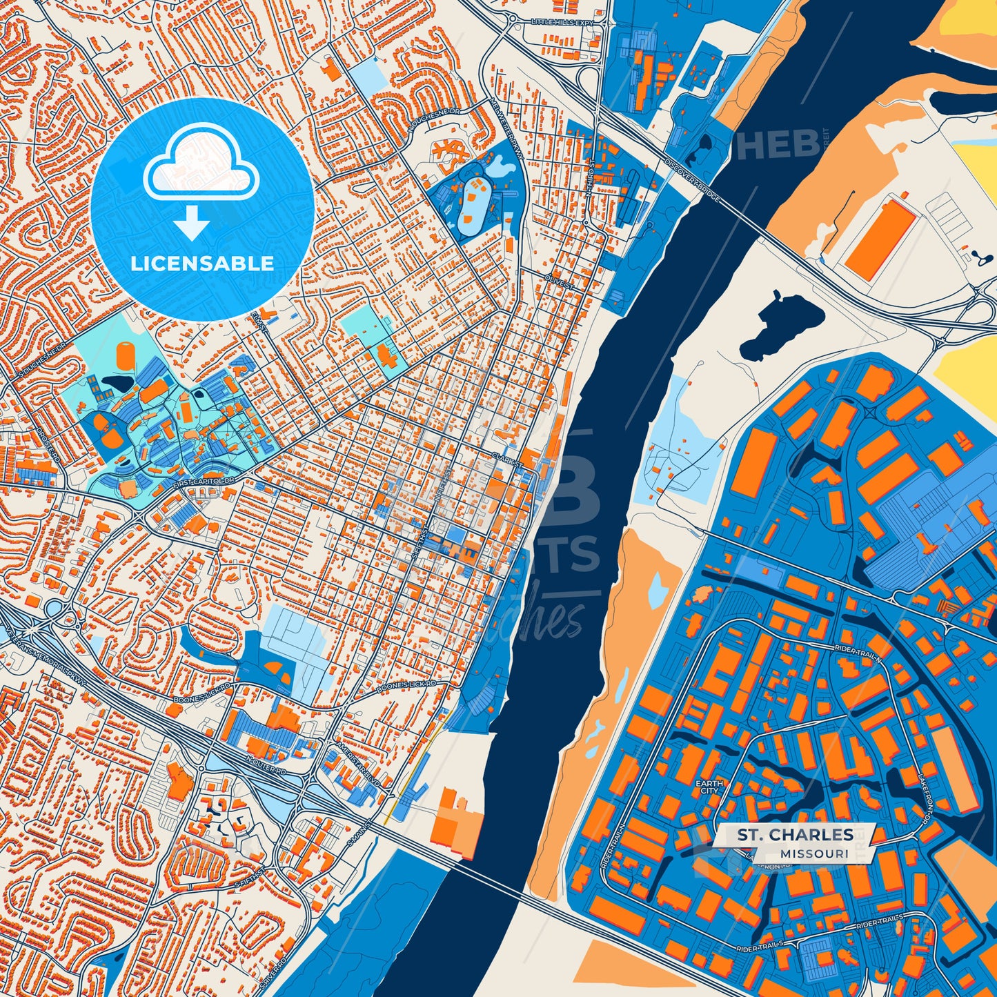 Canvas Print Template of St. Charles Street Map