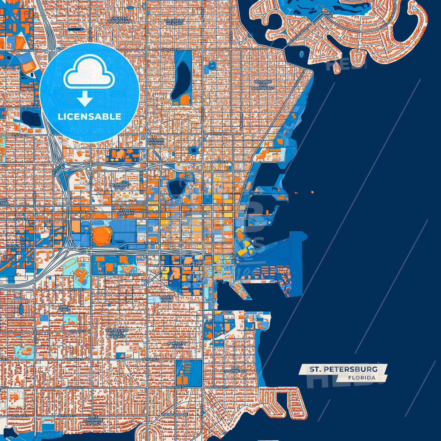 Canvas Print Template of St. Petersburg Street Map