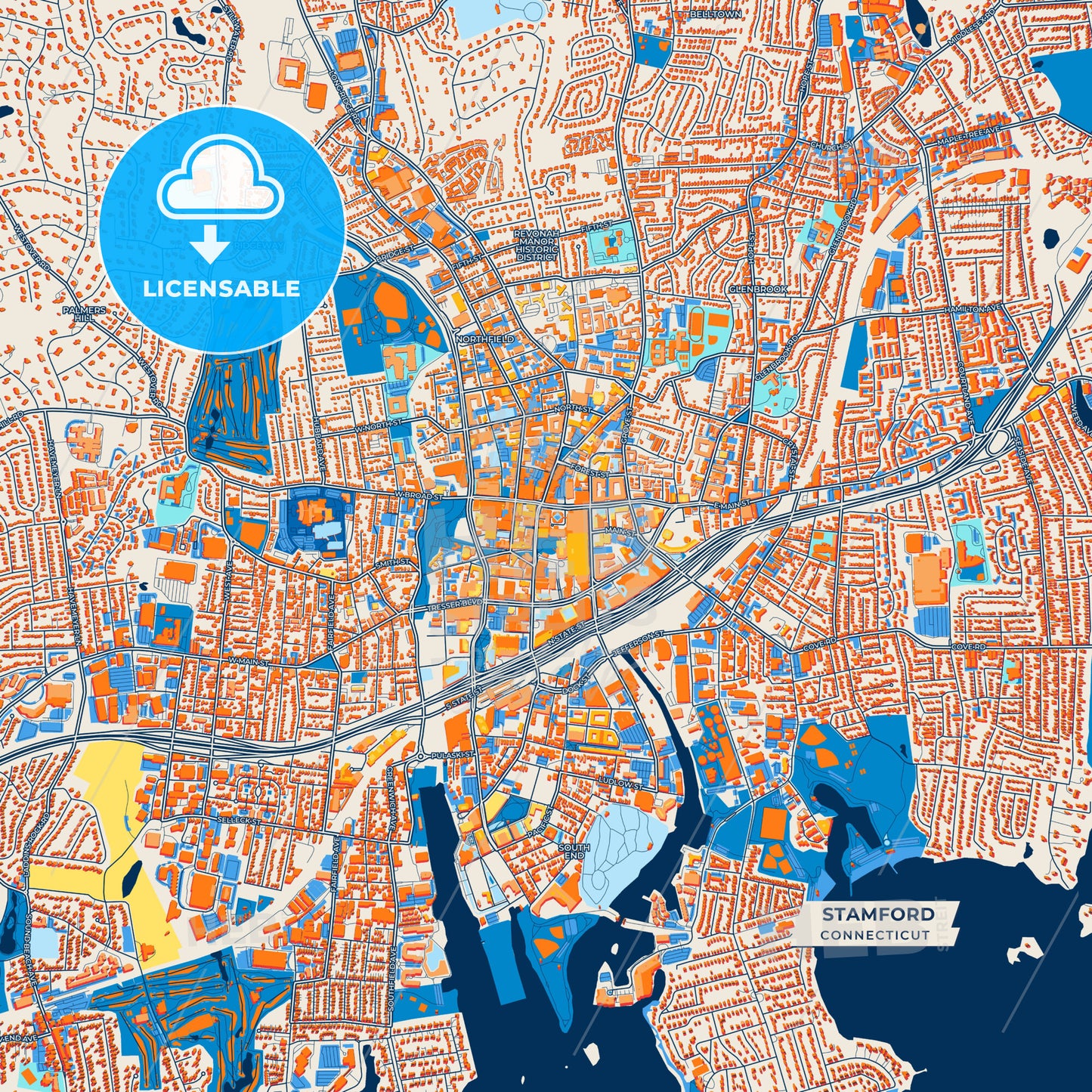 Canvas Print Template of Stamford Street Map