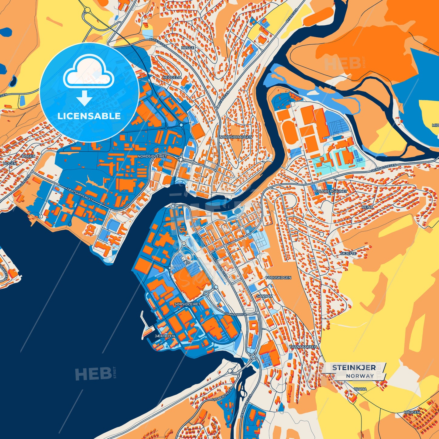 Canvas Print Template of Steinkjer Street Map