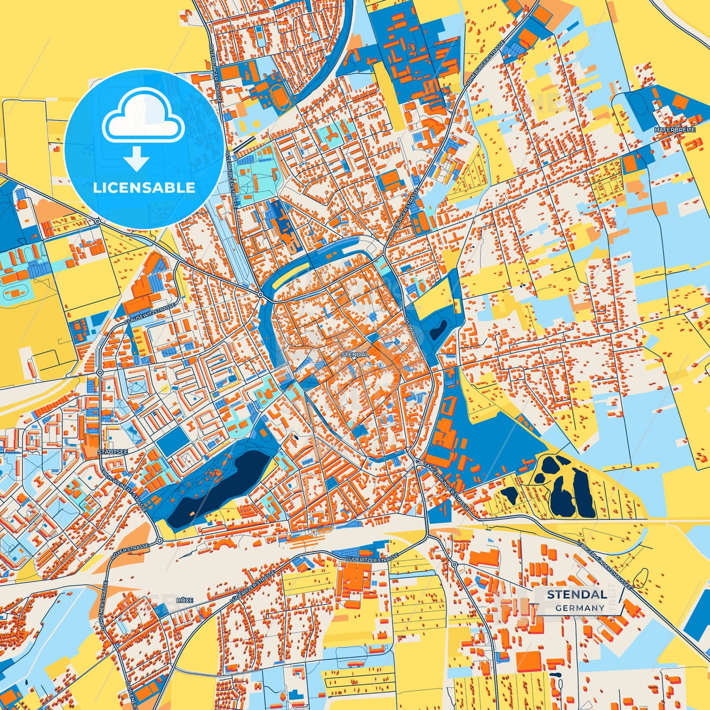 Canvas Print Template of Stendal Street Map