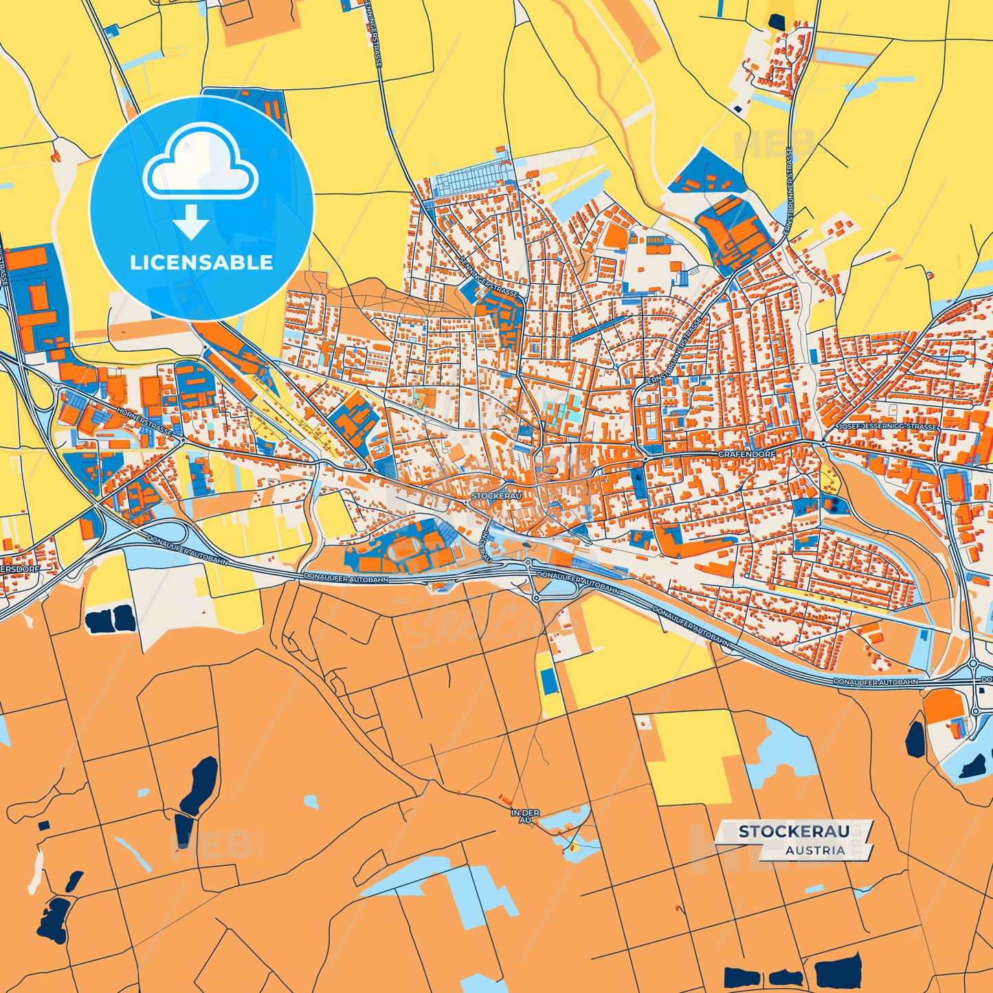 Canvas Print Template of Stockerau Street Map