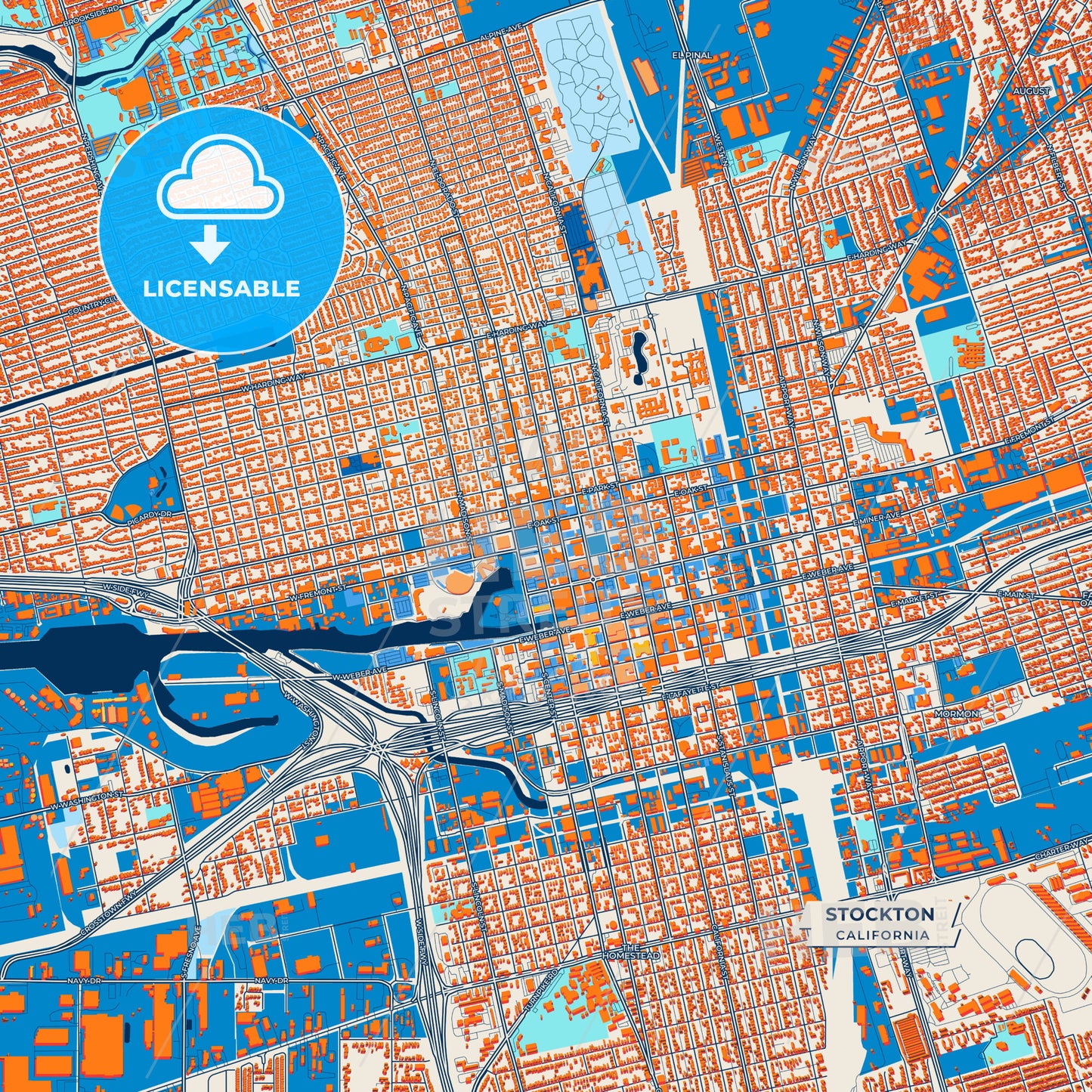 Canvas Print Template of Stockton Street Map