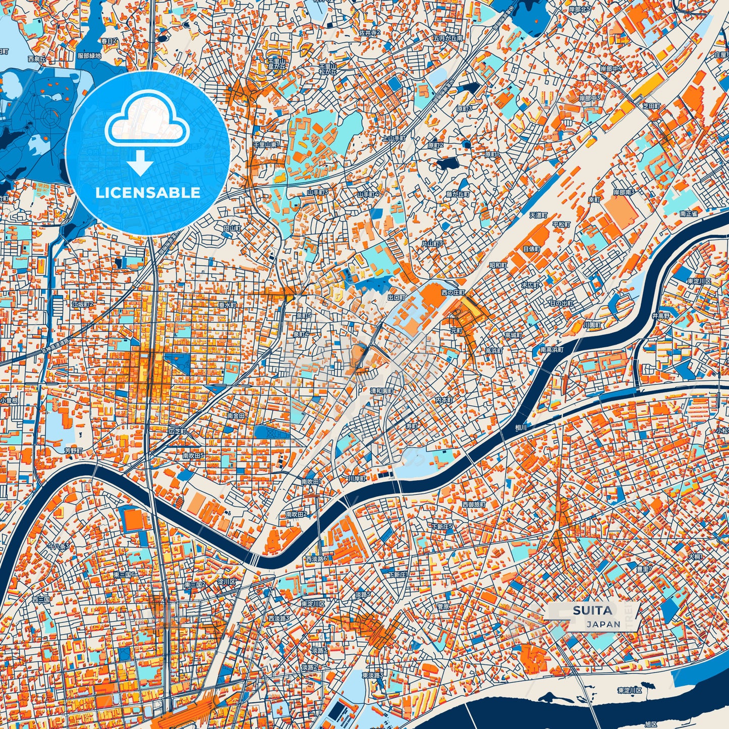 Canvas Print Template of Suita Street Map