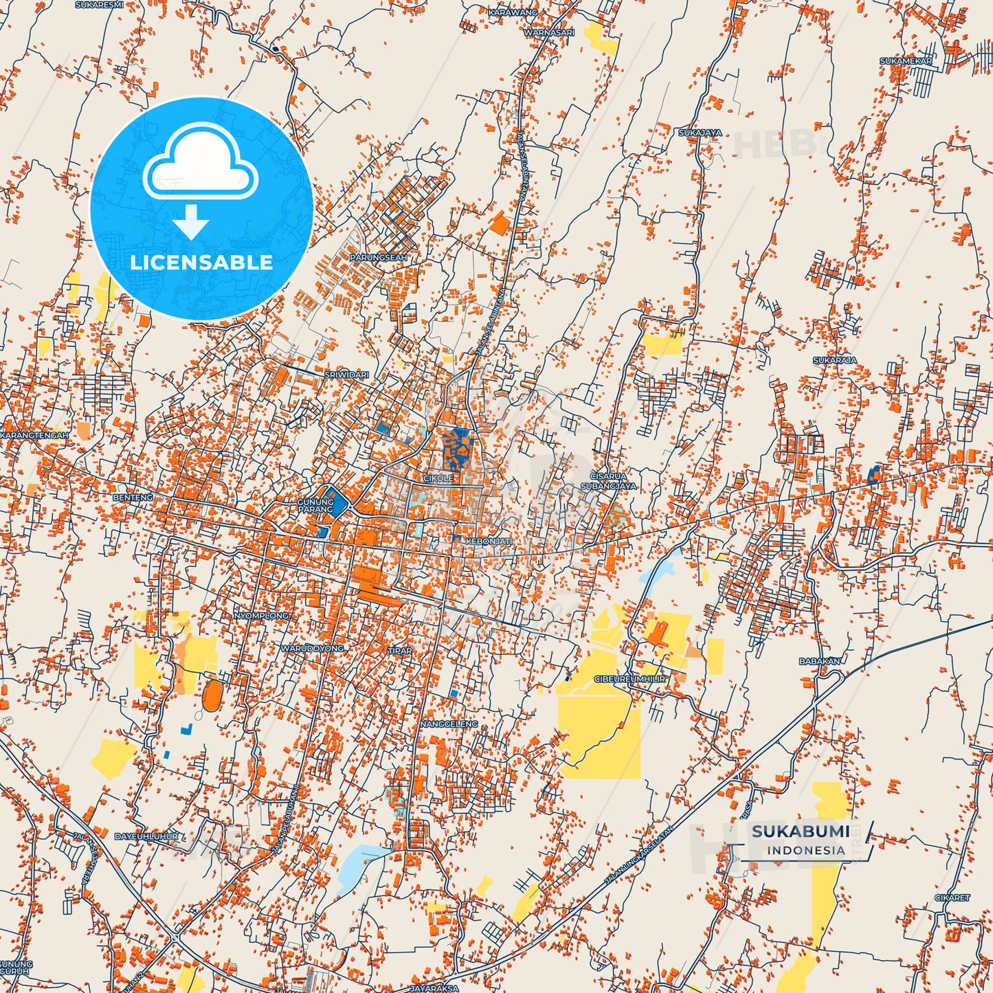 Canvas Print Template of Sukabumi Street Map
