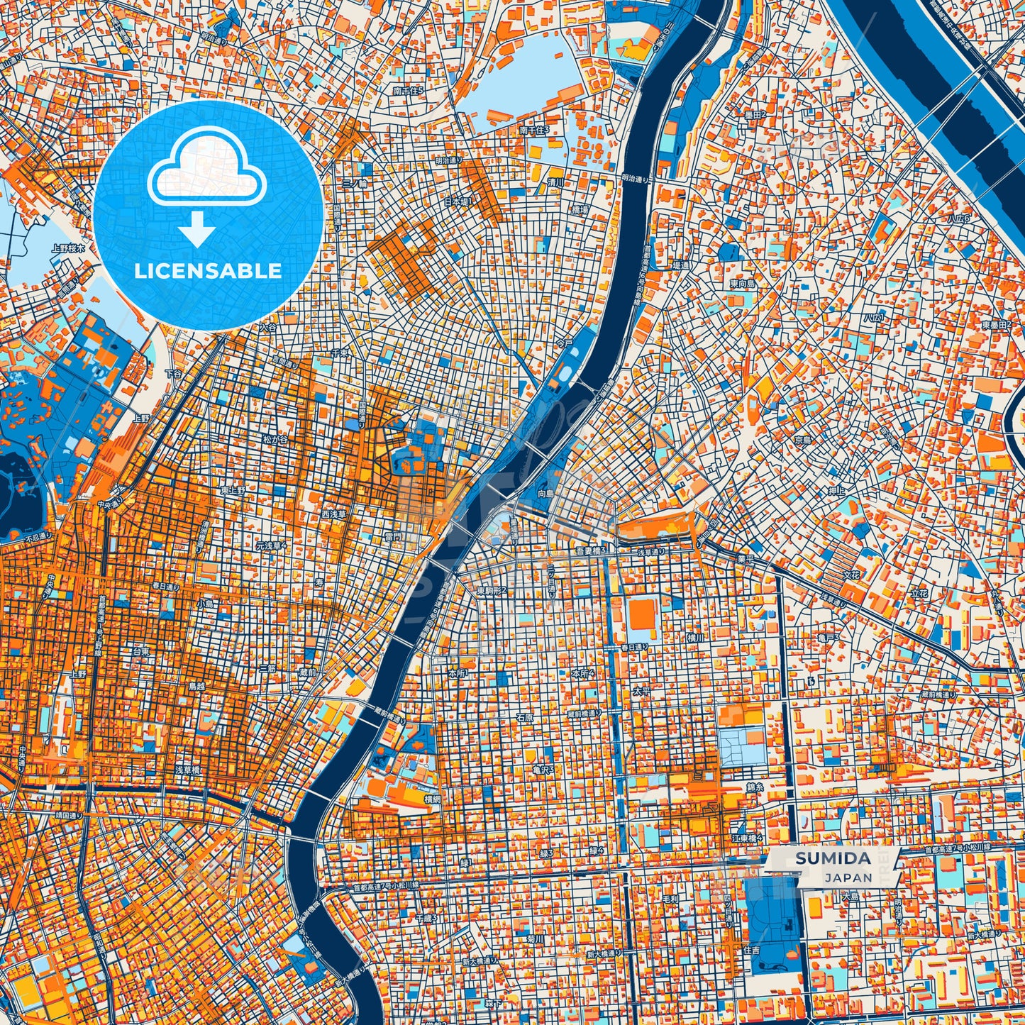 Canvas Print Template of Sumida Street Map