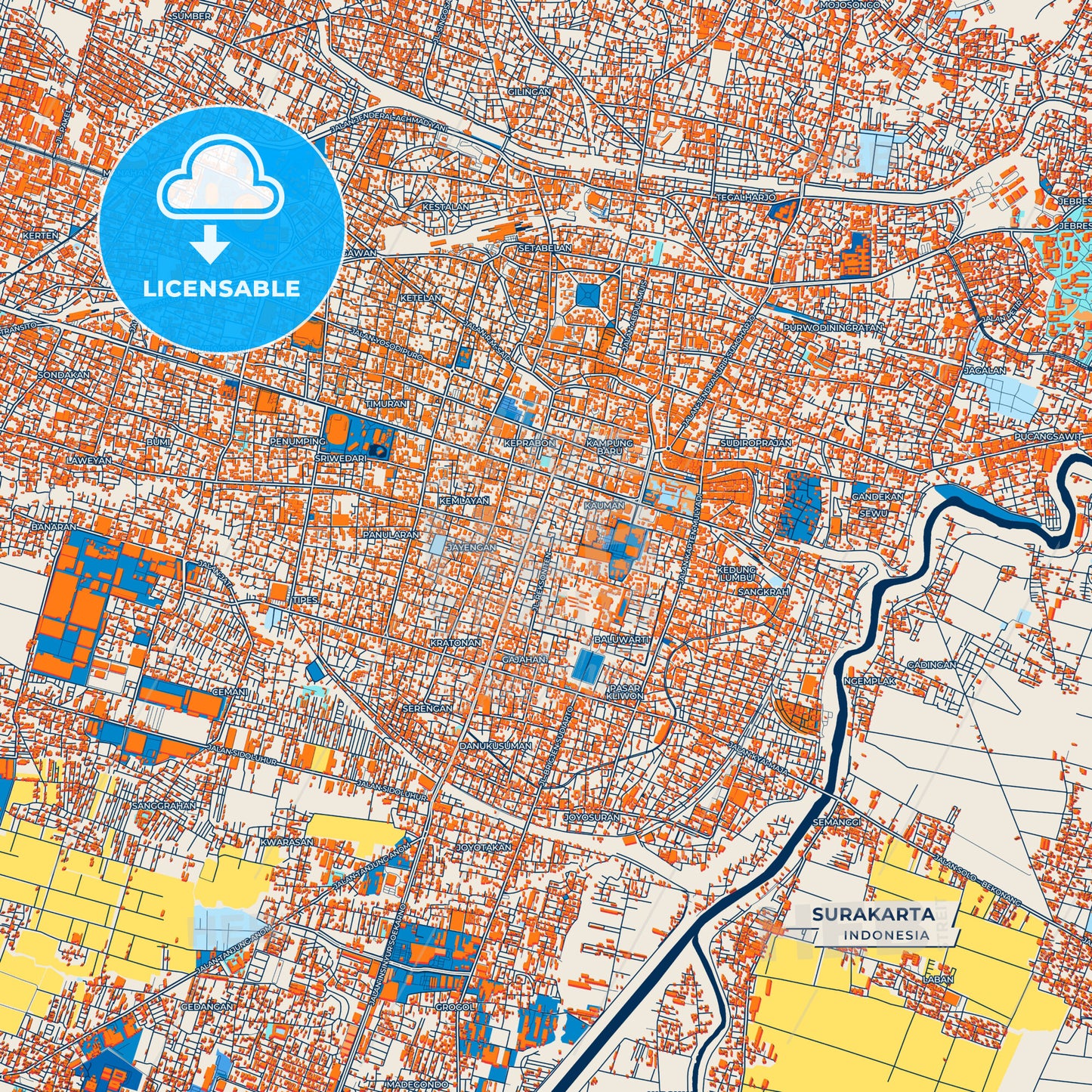 Canvas Print Template of Surakarta Street Map