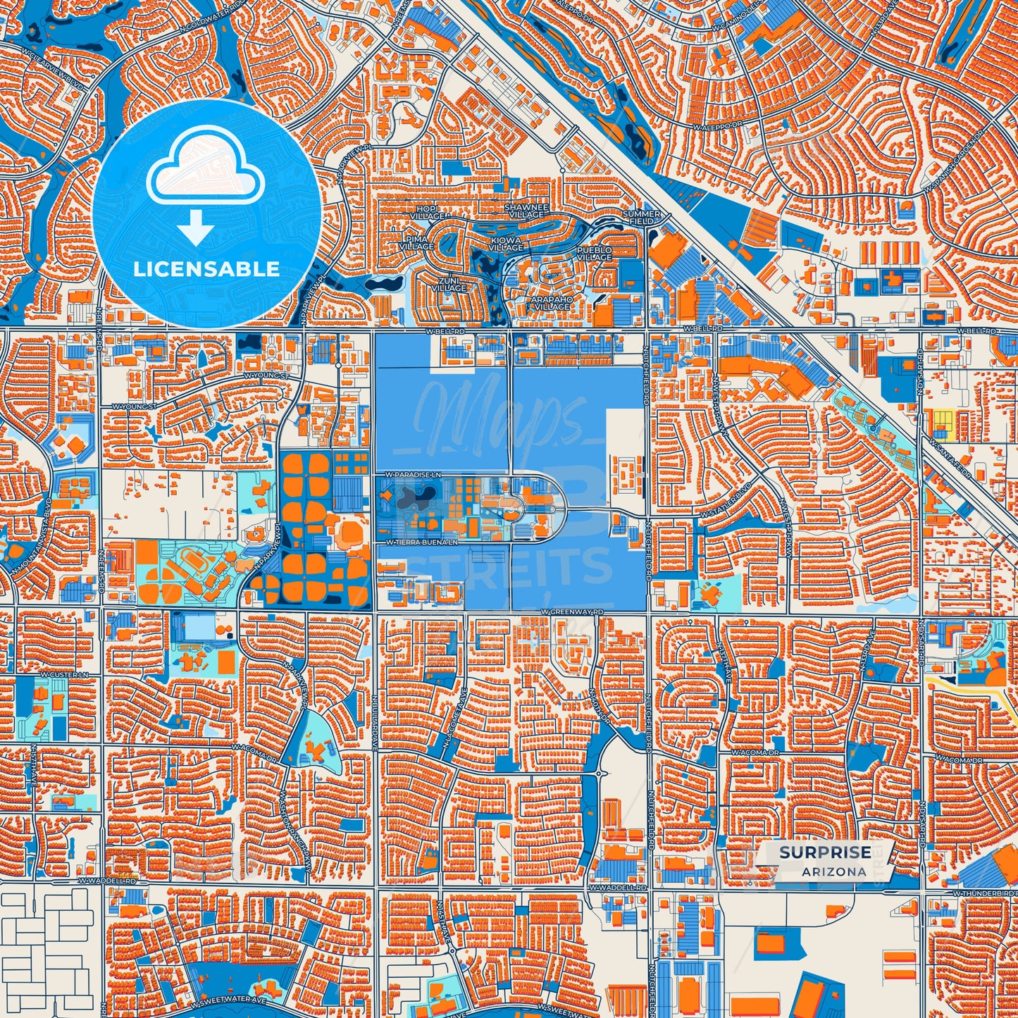 Canvas Print Template of Surprise Street Map