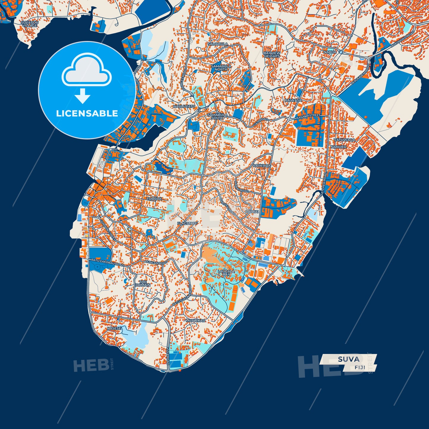 Canvas Print Template of Suva Street Map