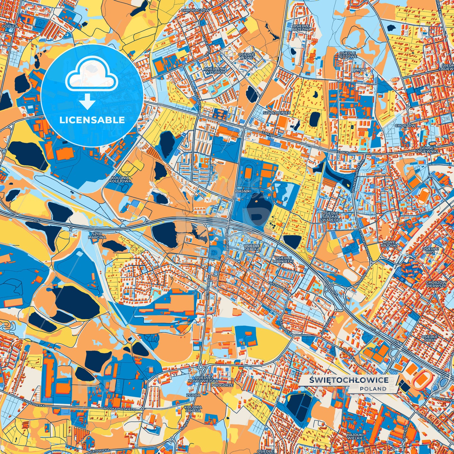 Canvas Print Template of Świętochłowice Street Map