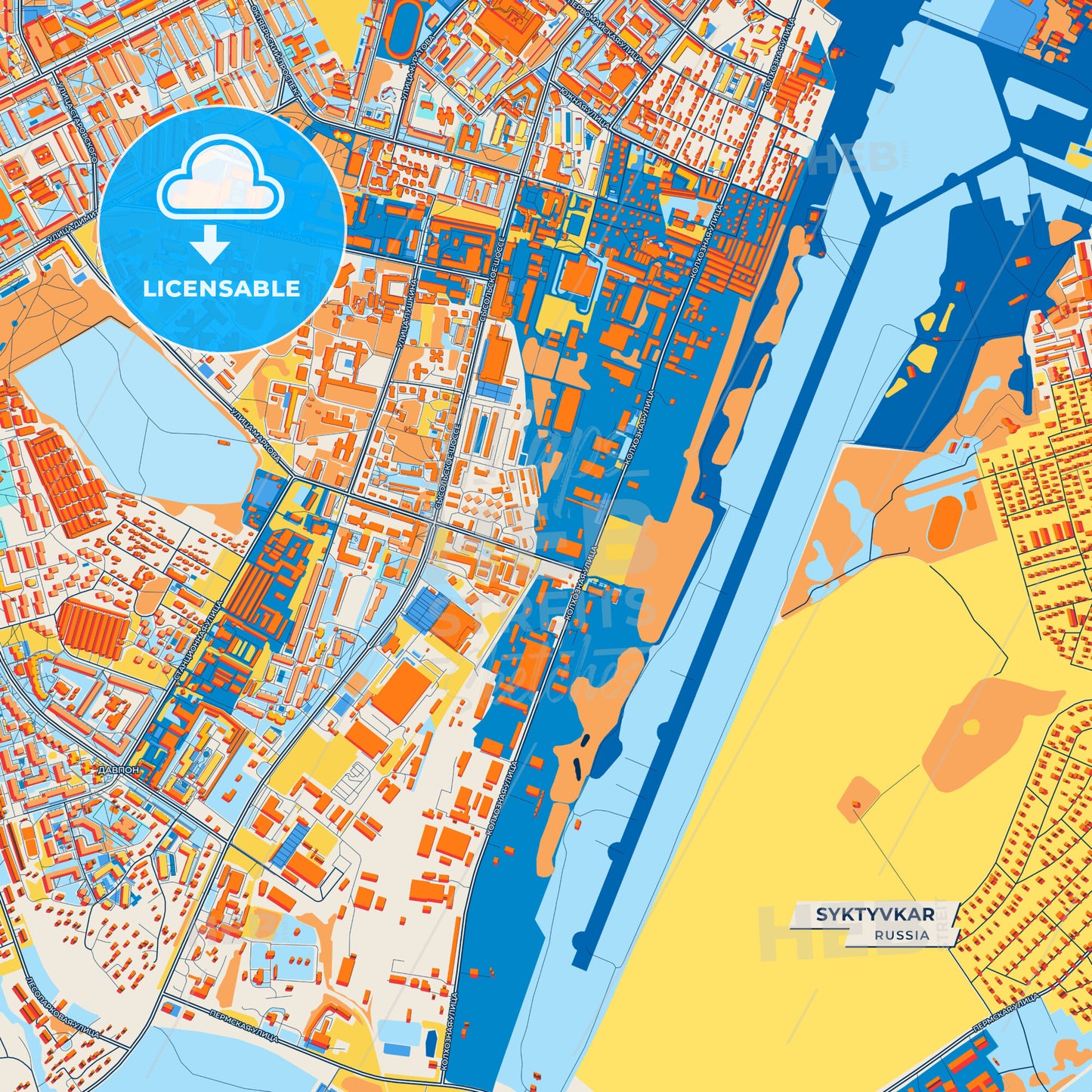 Canvas Print Template of Syktyvkar Street Map