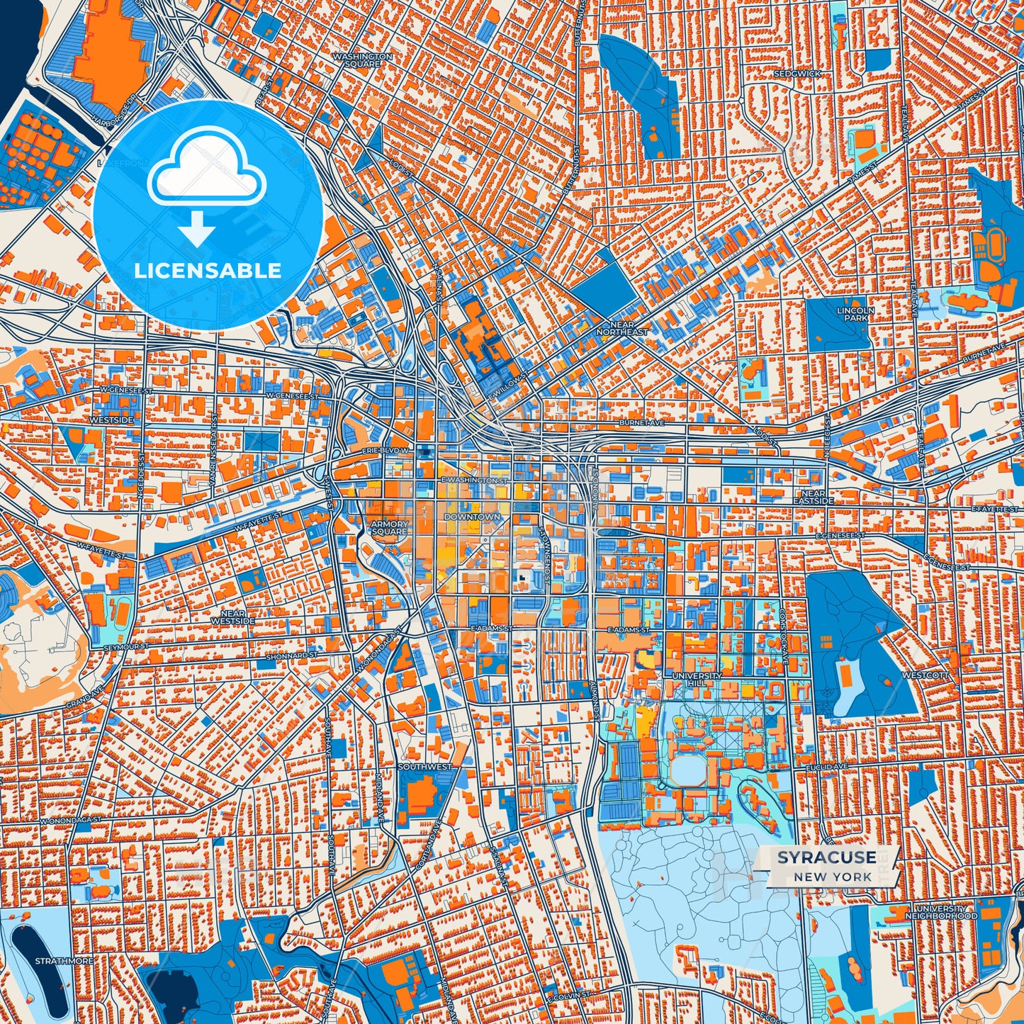 Canvas Print Template of Syracuse Street Map