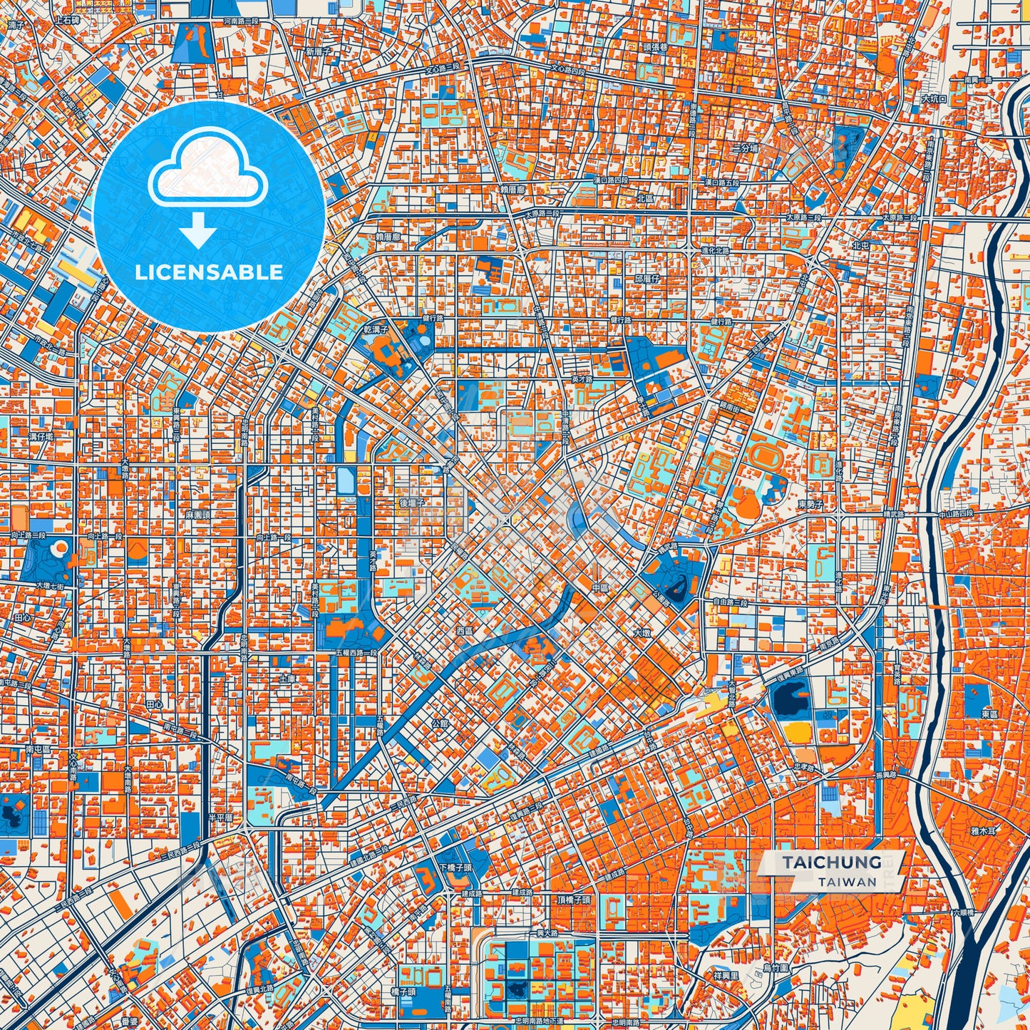 Canvas Print Template of Taichung Street Map
