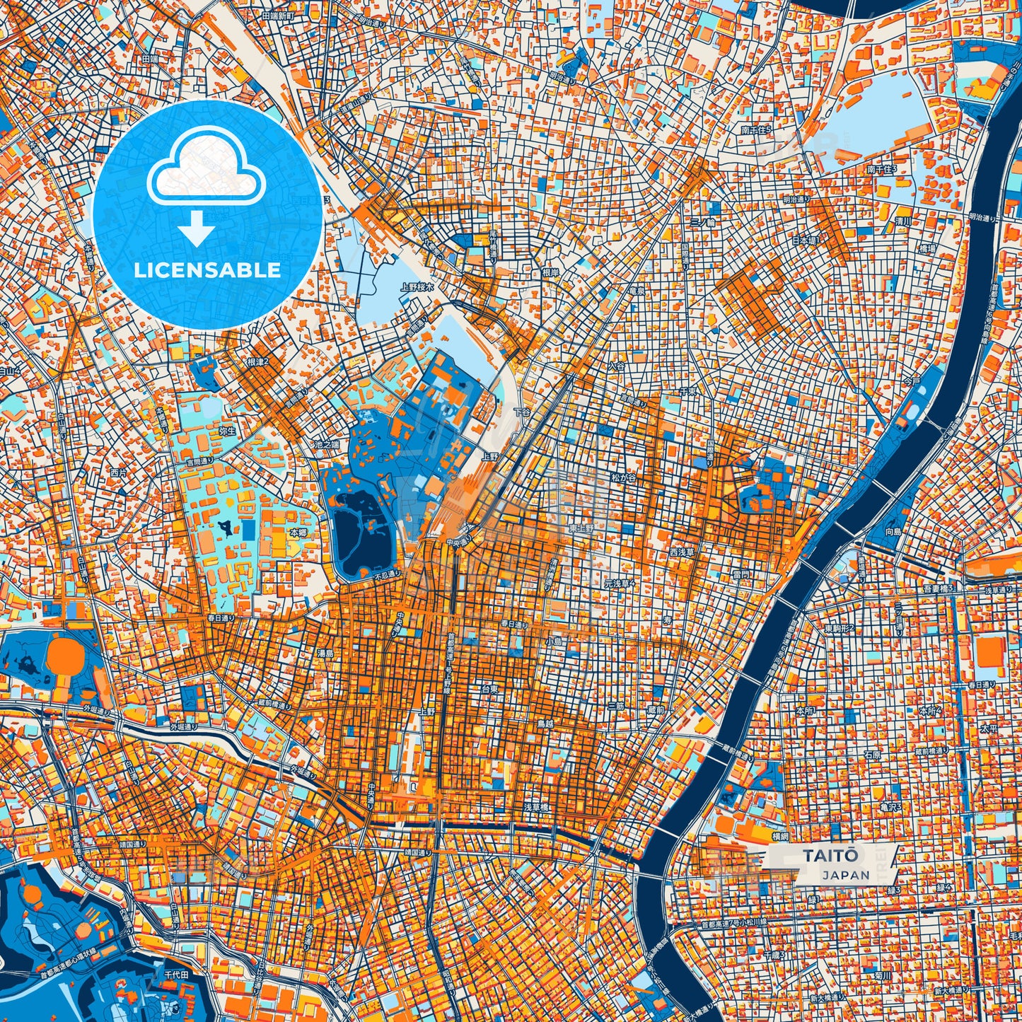 Canvas Print Template of Taitō Street Map
