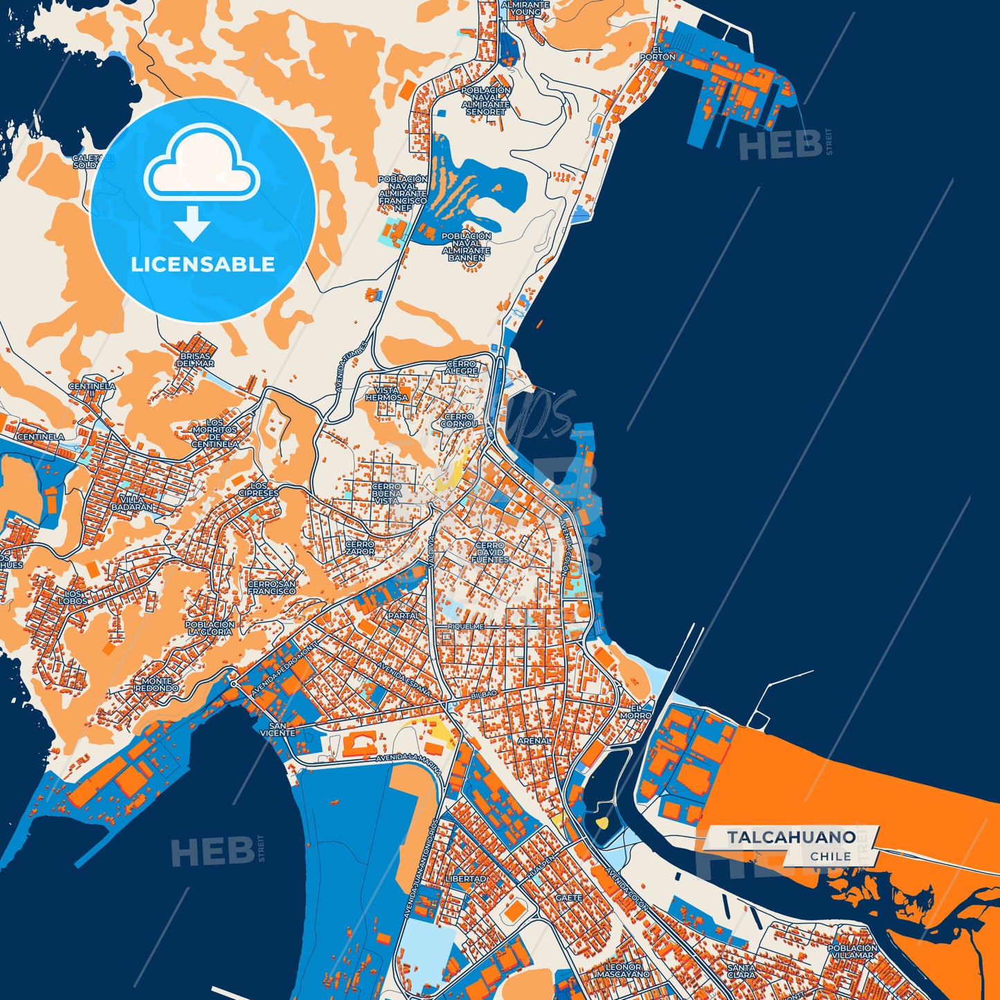 Canvas Print Template of Talcahuano Street Map