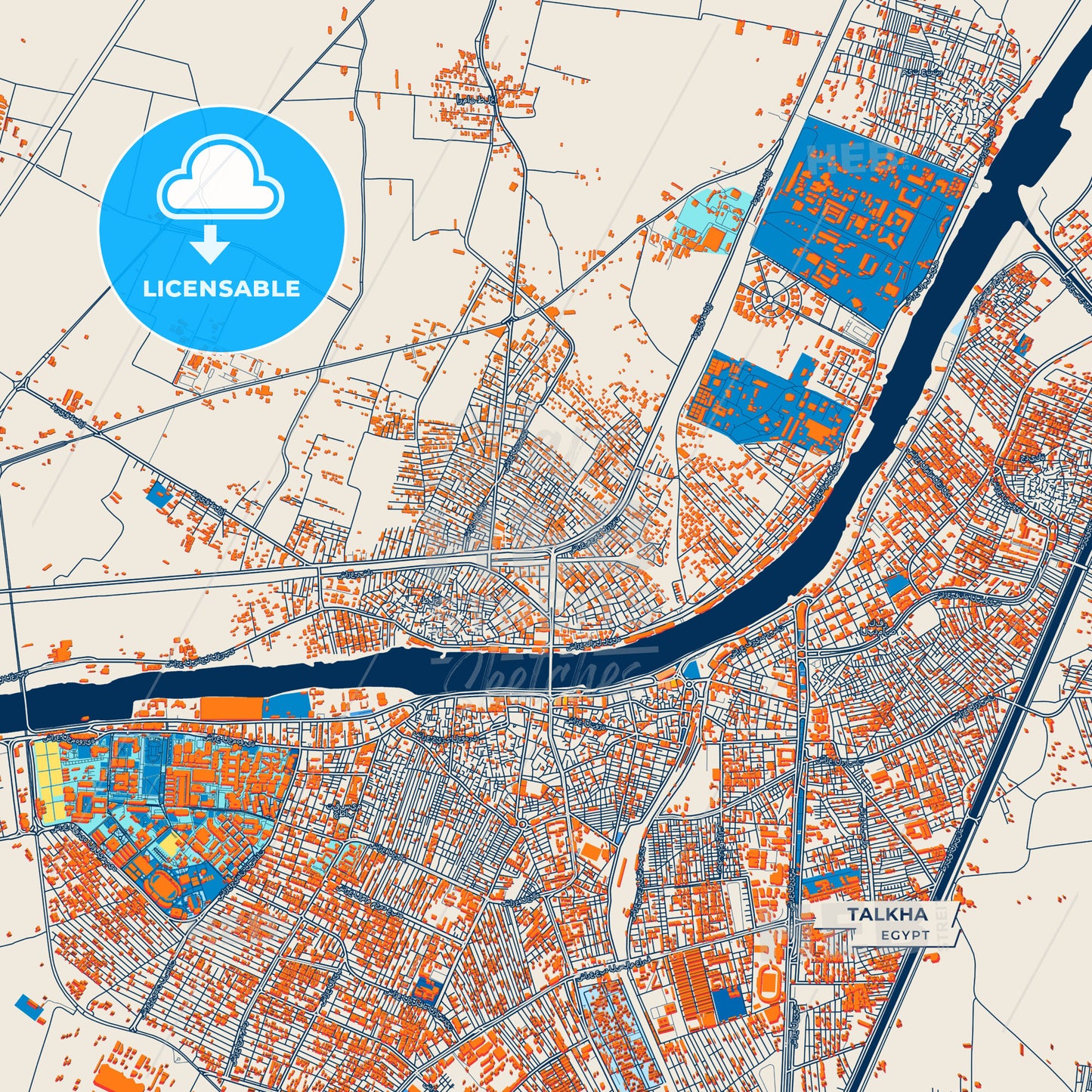 Canvas Print Template of Talkha Street Map