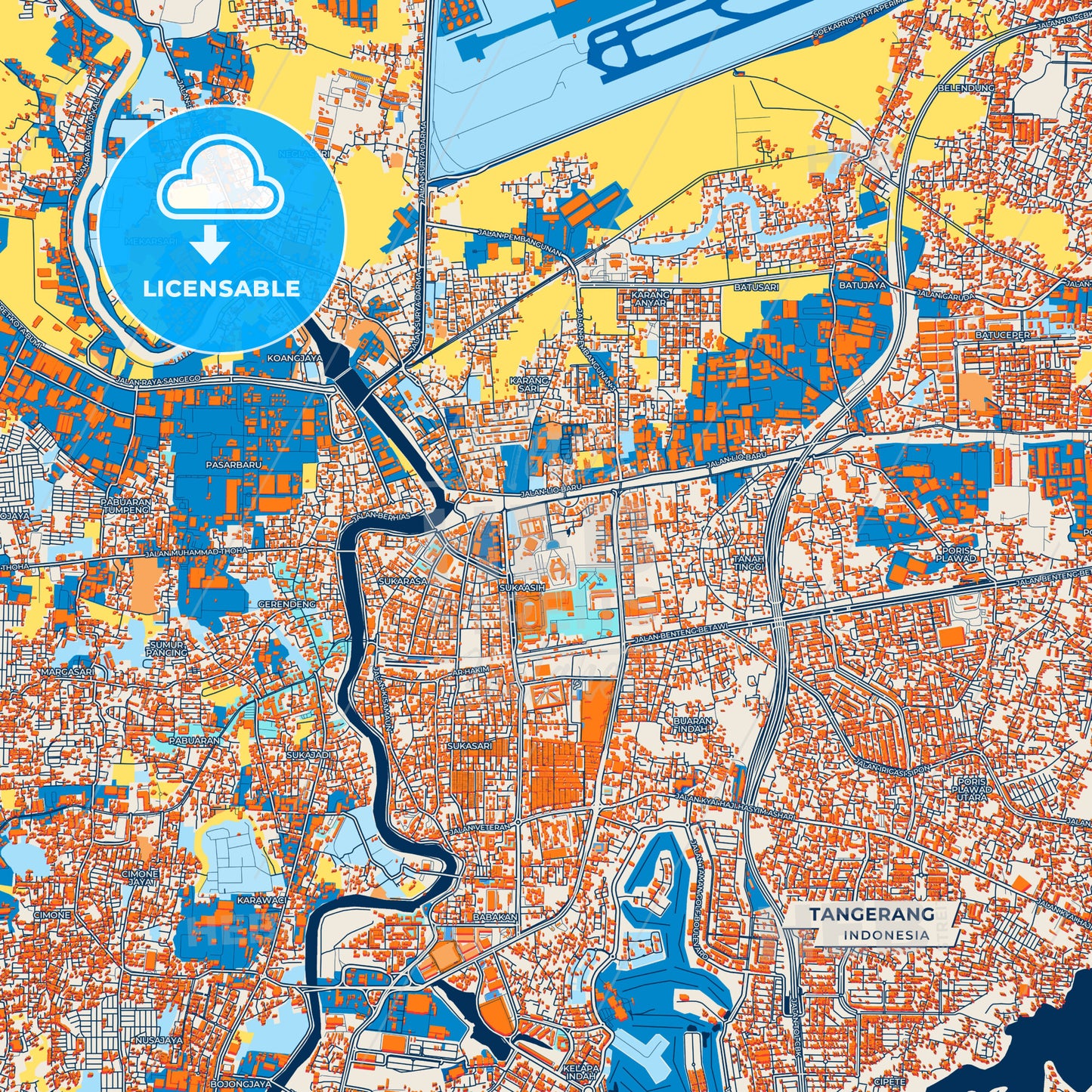 Canvas Print Template of Tangerang Street Map