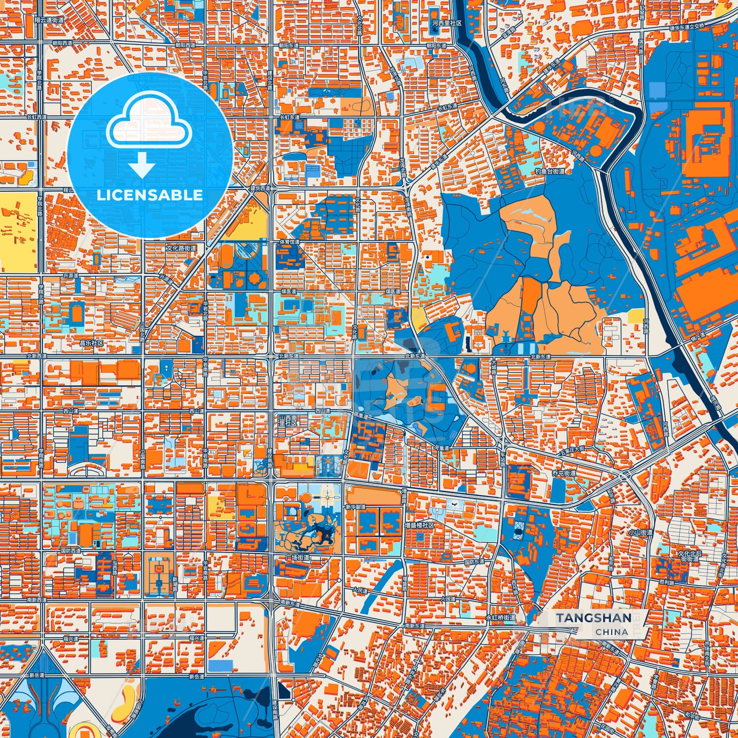 Canvas Print Template of Tangshan Street Map