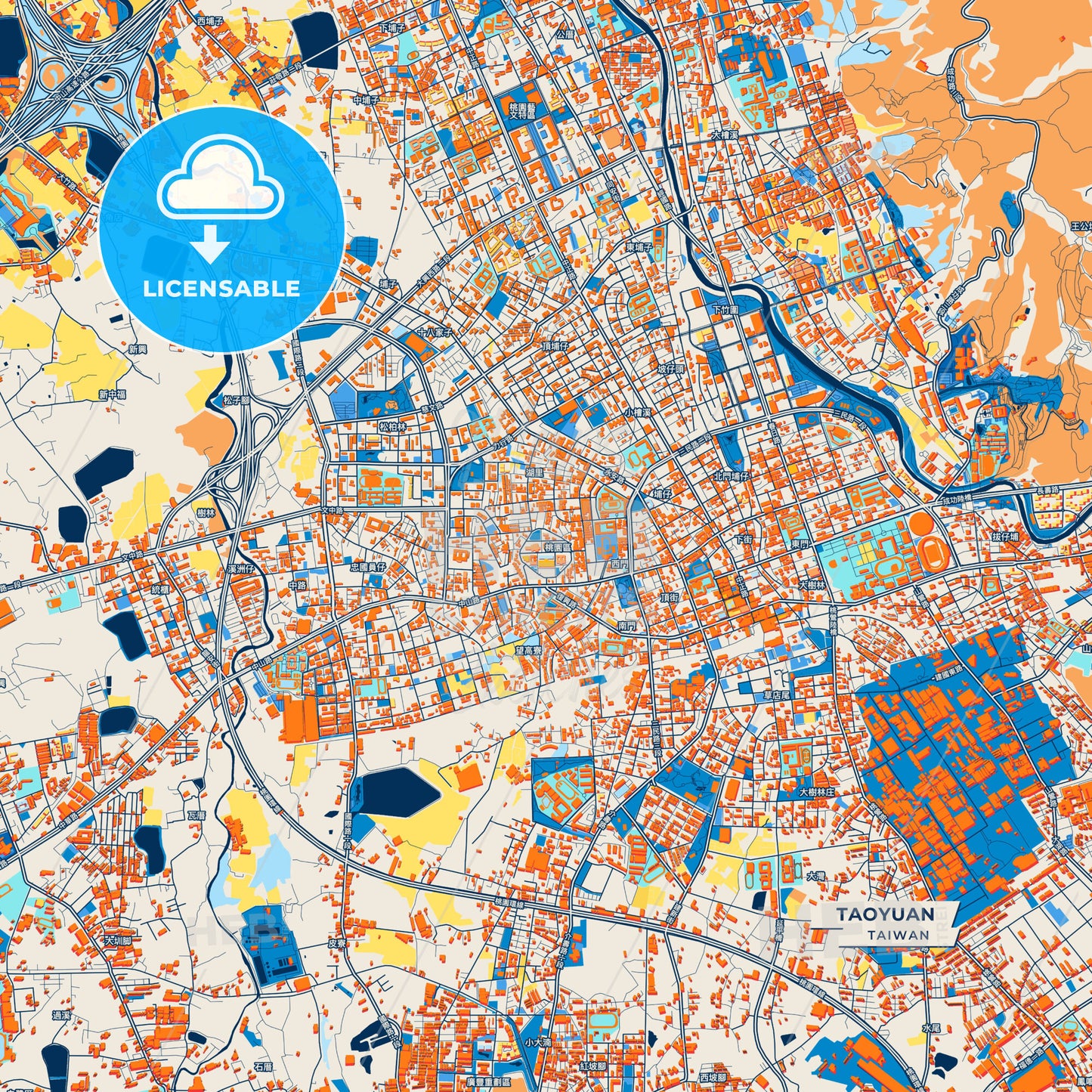 Canvas Print Template of Taoyuan Street Map