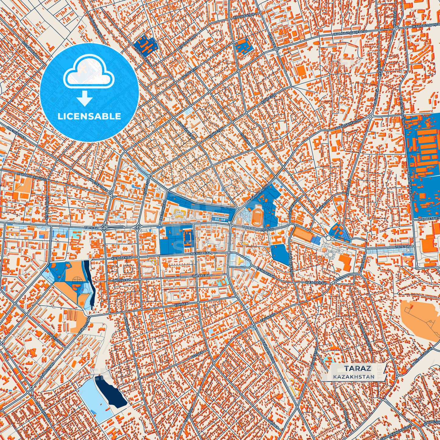 Canvas Print Template of Taraz Street Map
