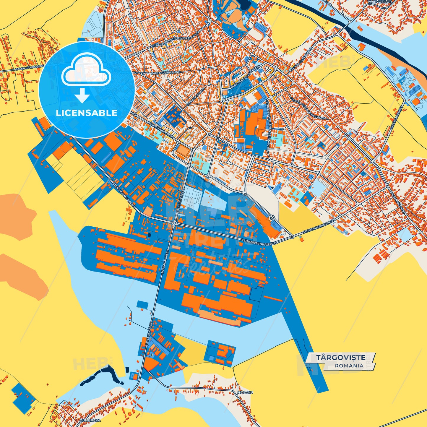 Canvas Print Template of Târgoviște Street Map