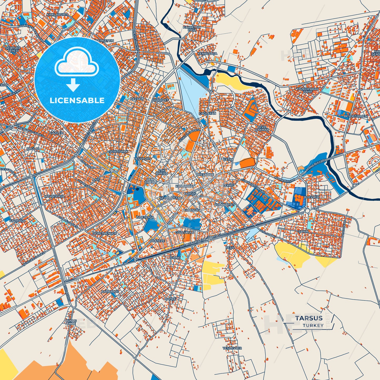 Canvas Print Template of Tarsus Street Map