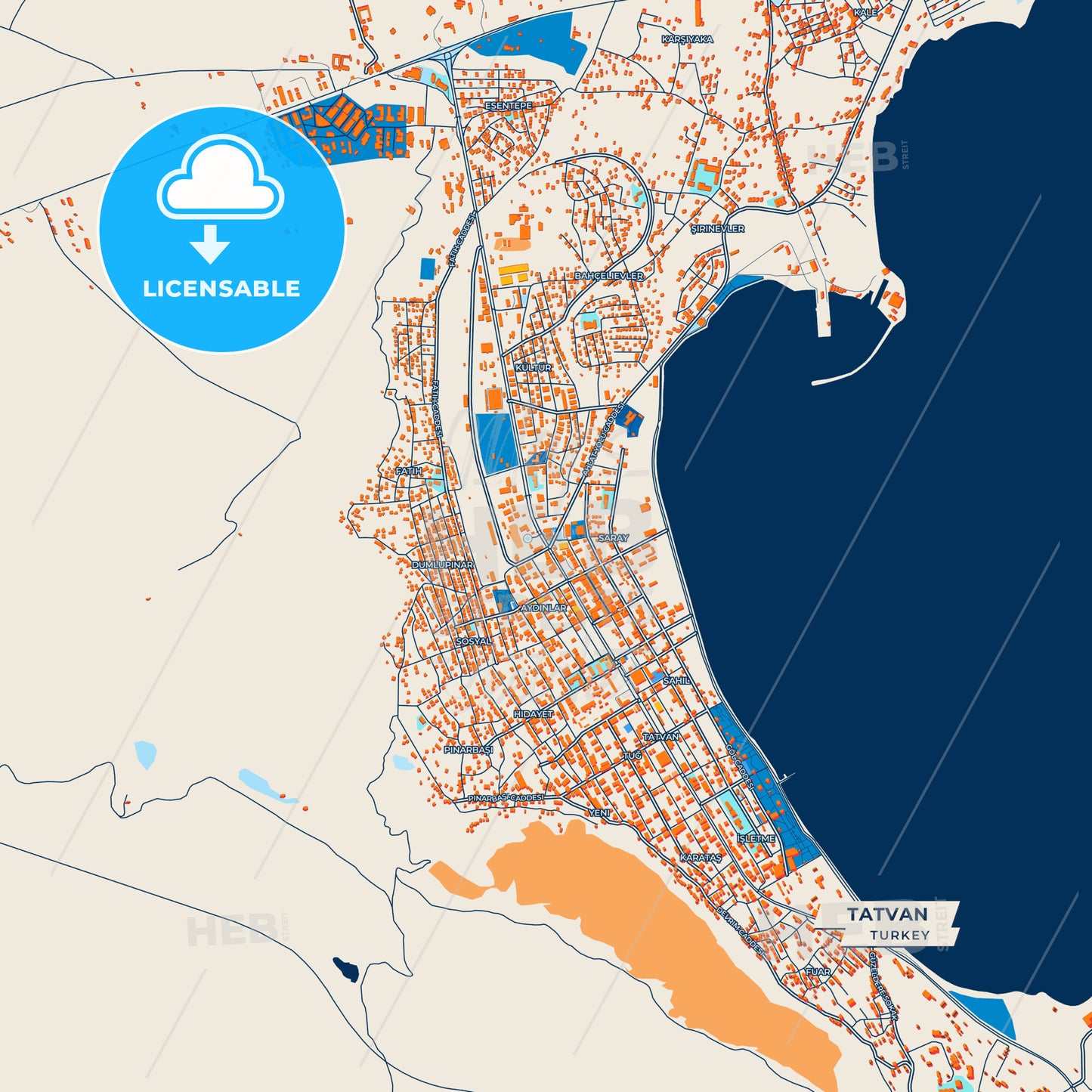 Canvas Print Template of Tatvan Street Map