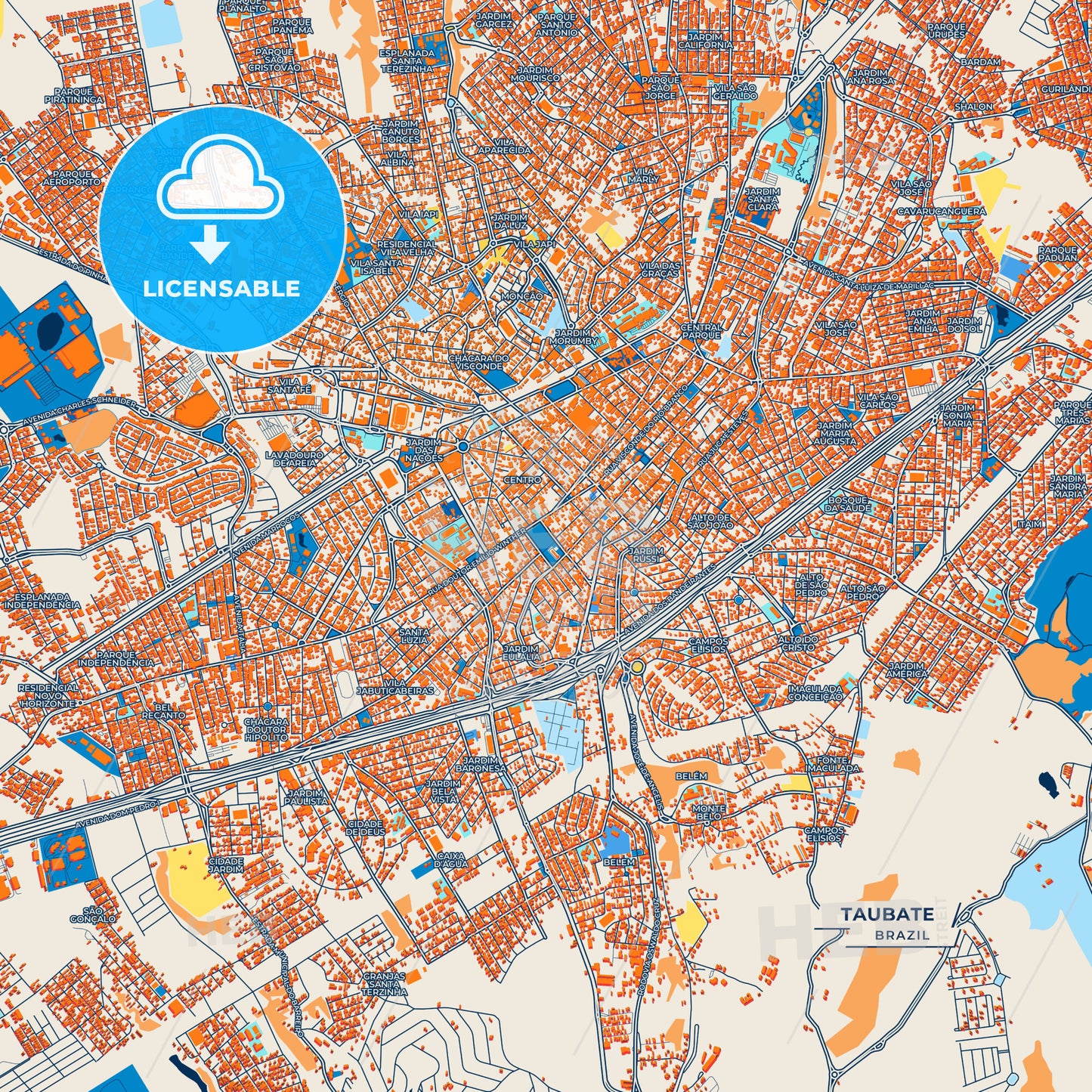 Canvas Print Template of Taubate Street Map