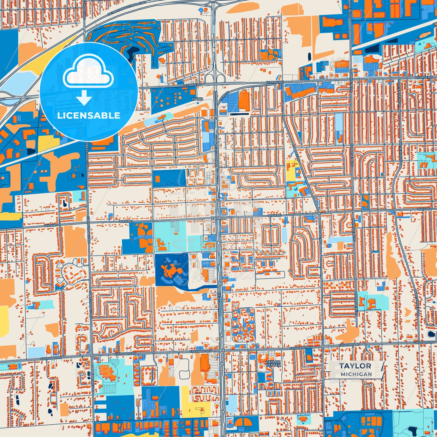 Canvas Print Template of Taylor Street Map