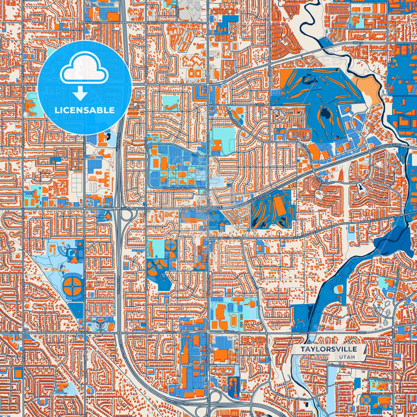 Canvas Print Template of Taylorsville Street Map