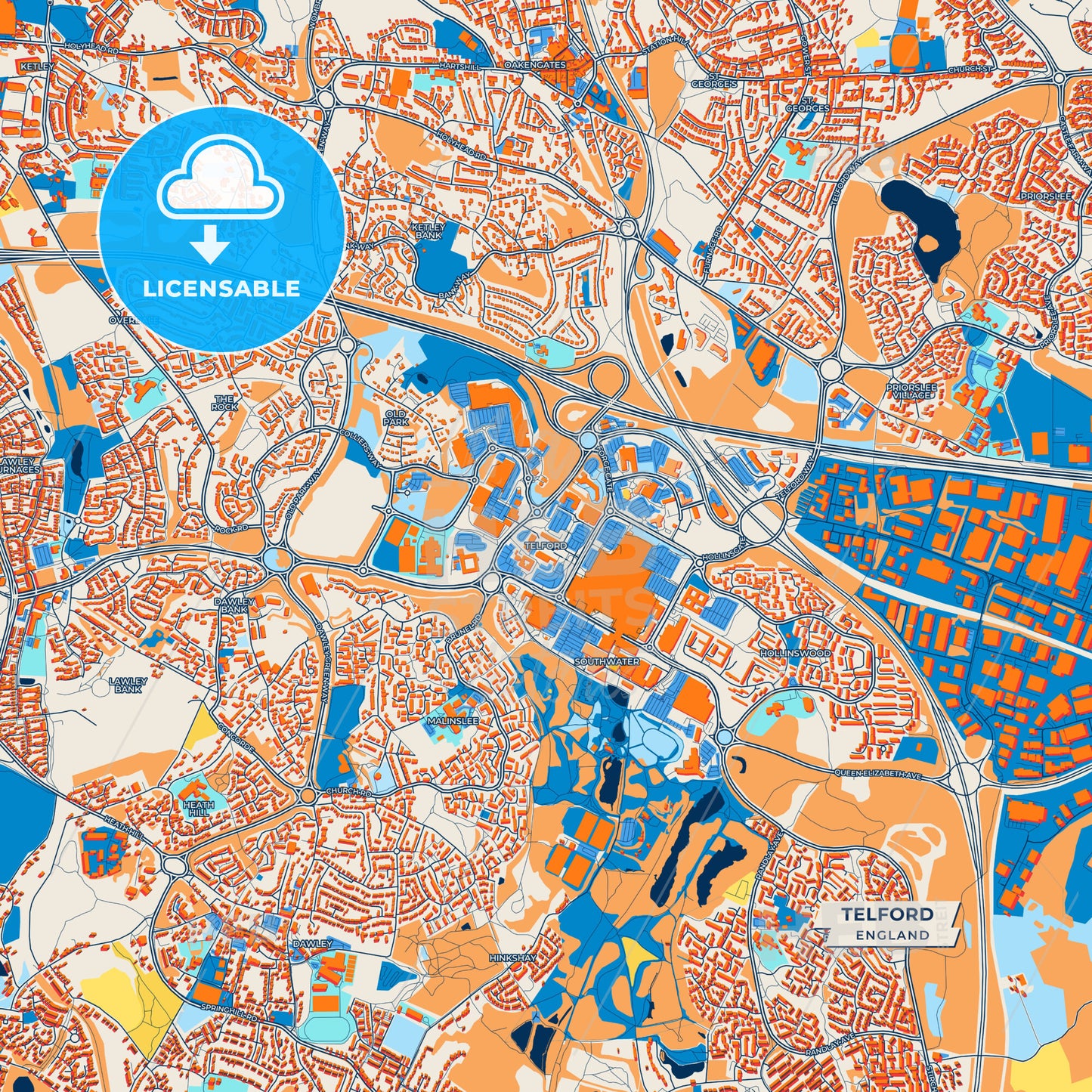 Canvas Print Template of Telford Street Map