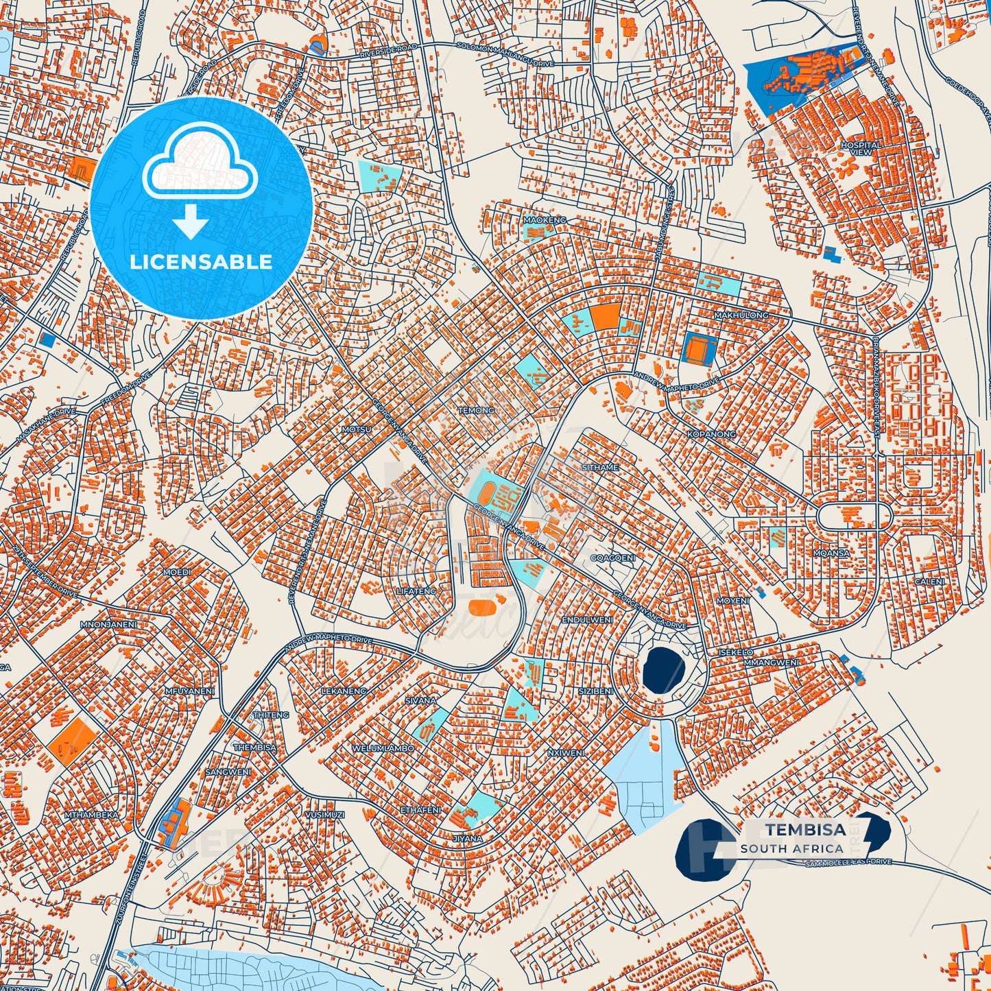 Canvas Print Template of Tembisa Street Map