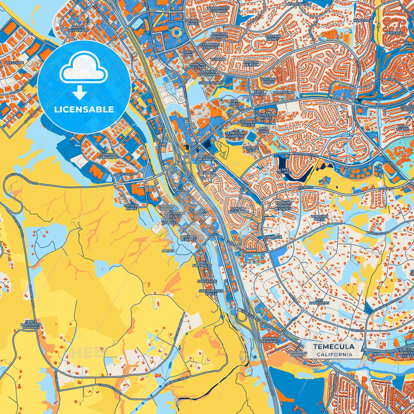 Canvas Print Template of Temecula Street Map