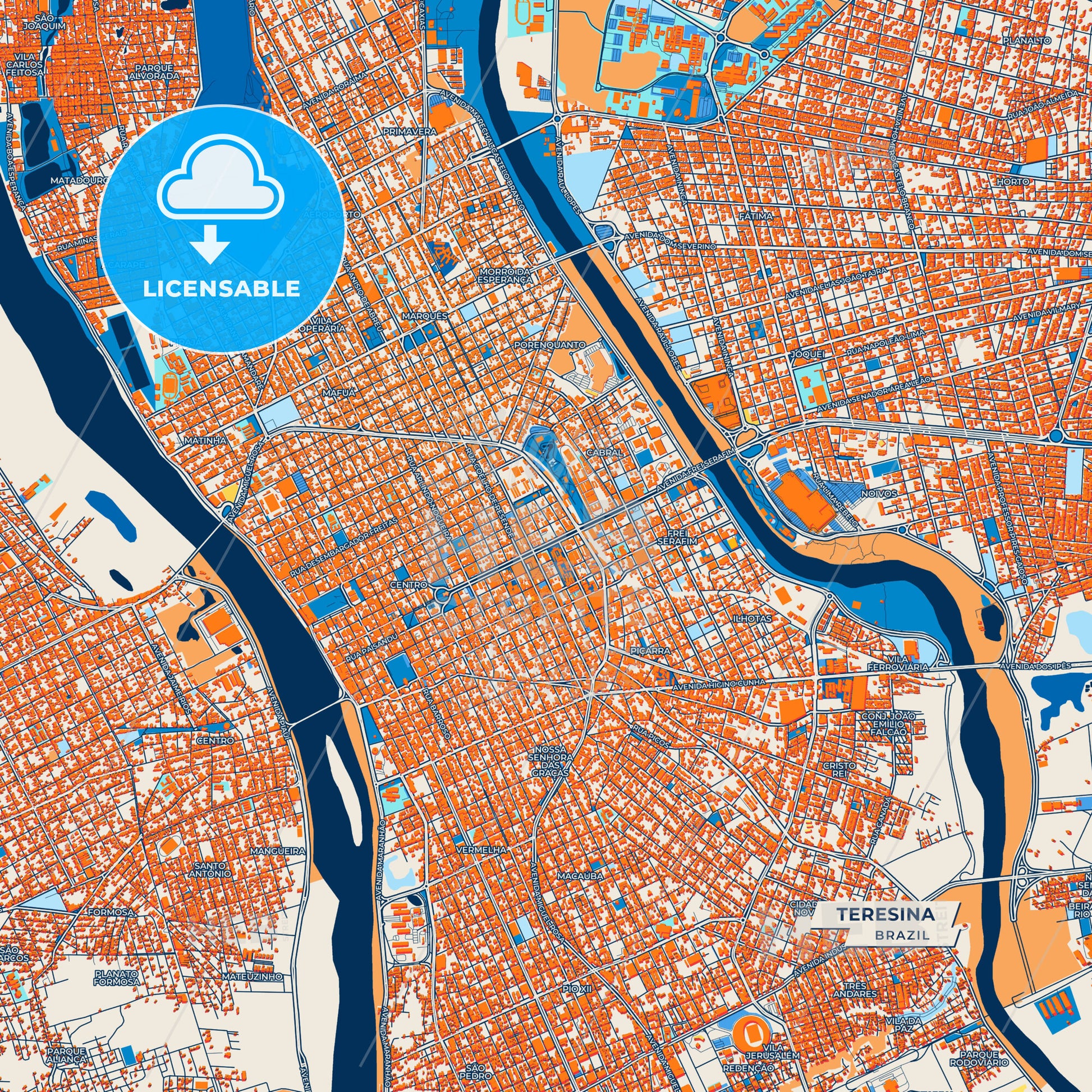 Canvas Print Template of Teresina Street Map
