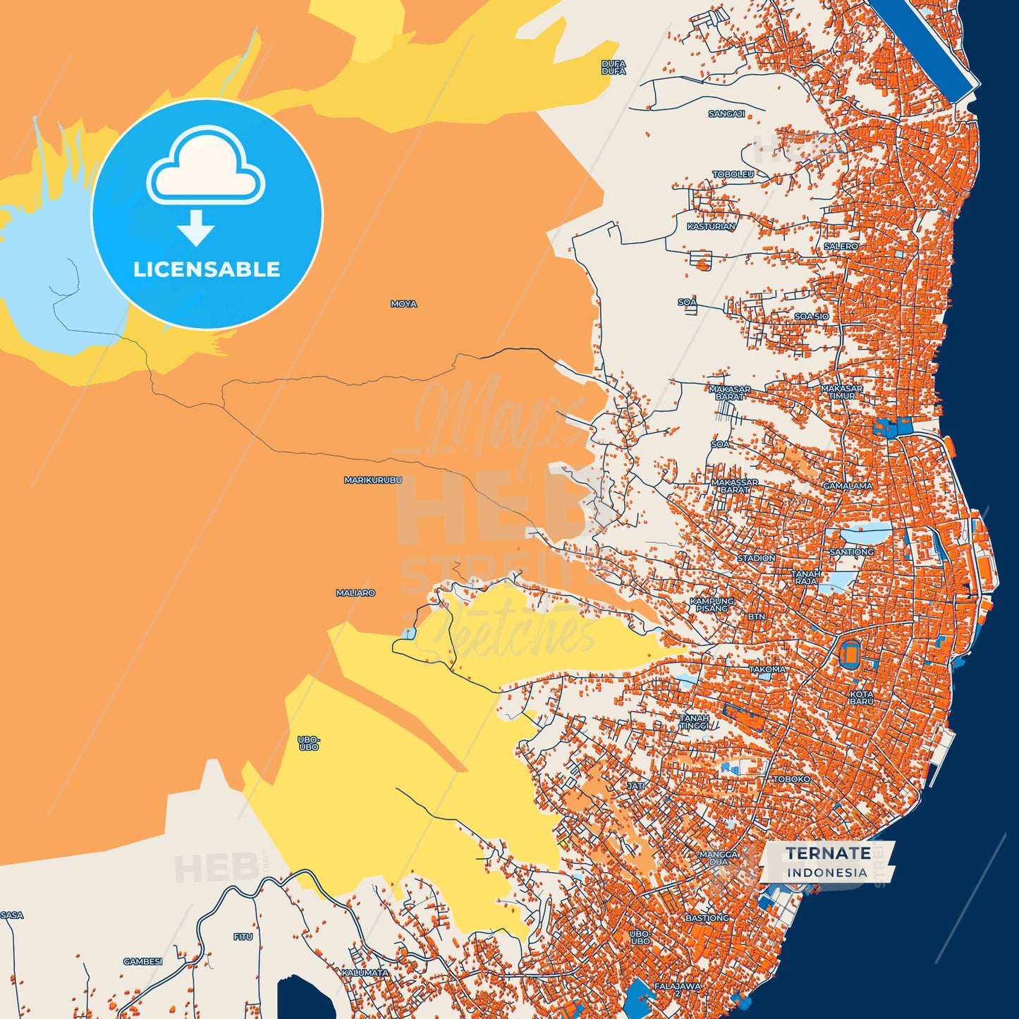 Canvas Print Template of Ternate Street Map