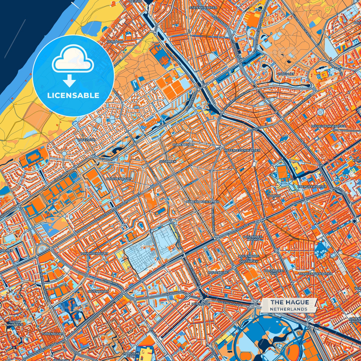 Canvas Print Template of The Hague Street Map