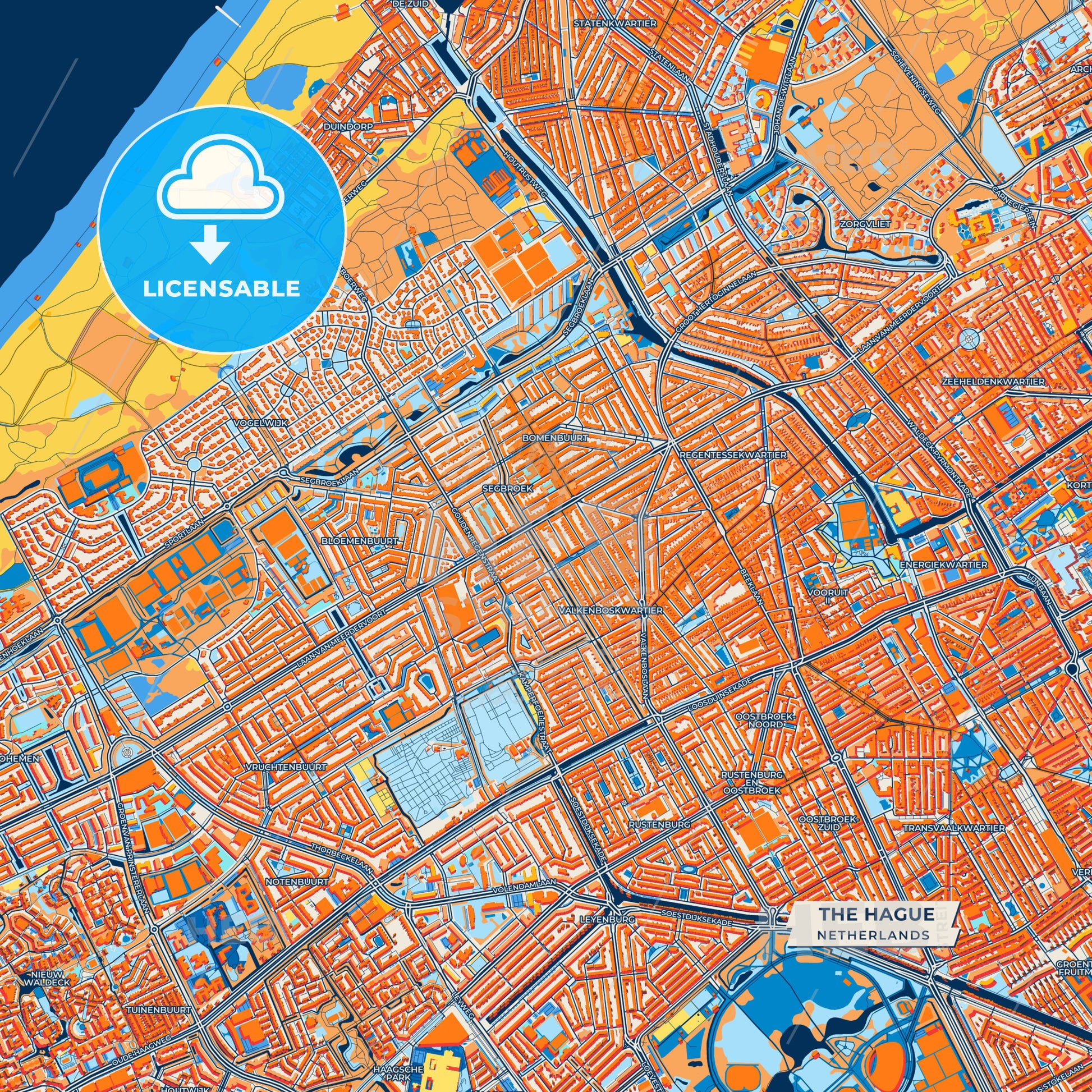 Canvas Print Template of The Hague Street Map